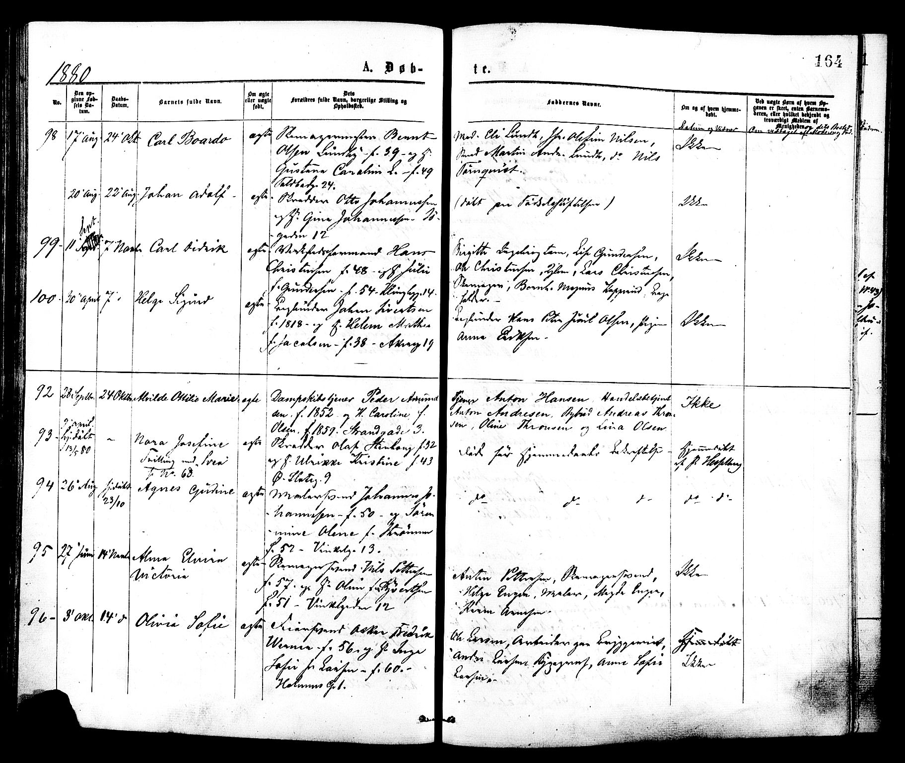 Johannes prestekontor Kirkebøker, AV/SAO-A-10852/F/Fa/L0001: Ministerialbok nr. 1, 1875-1881, s. 164