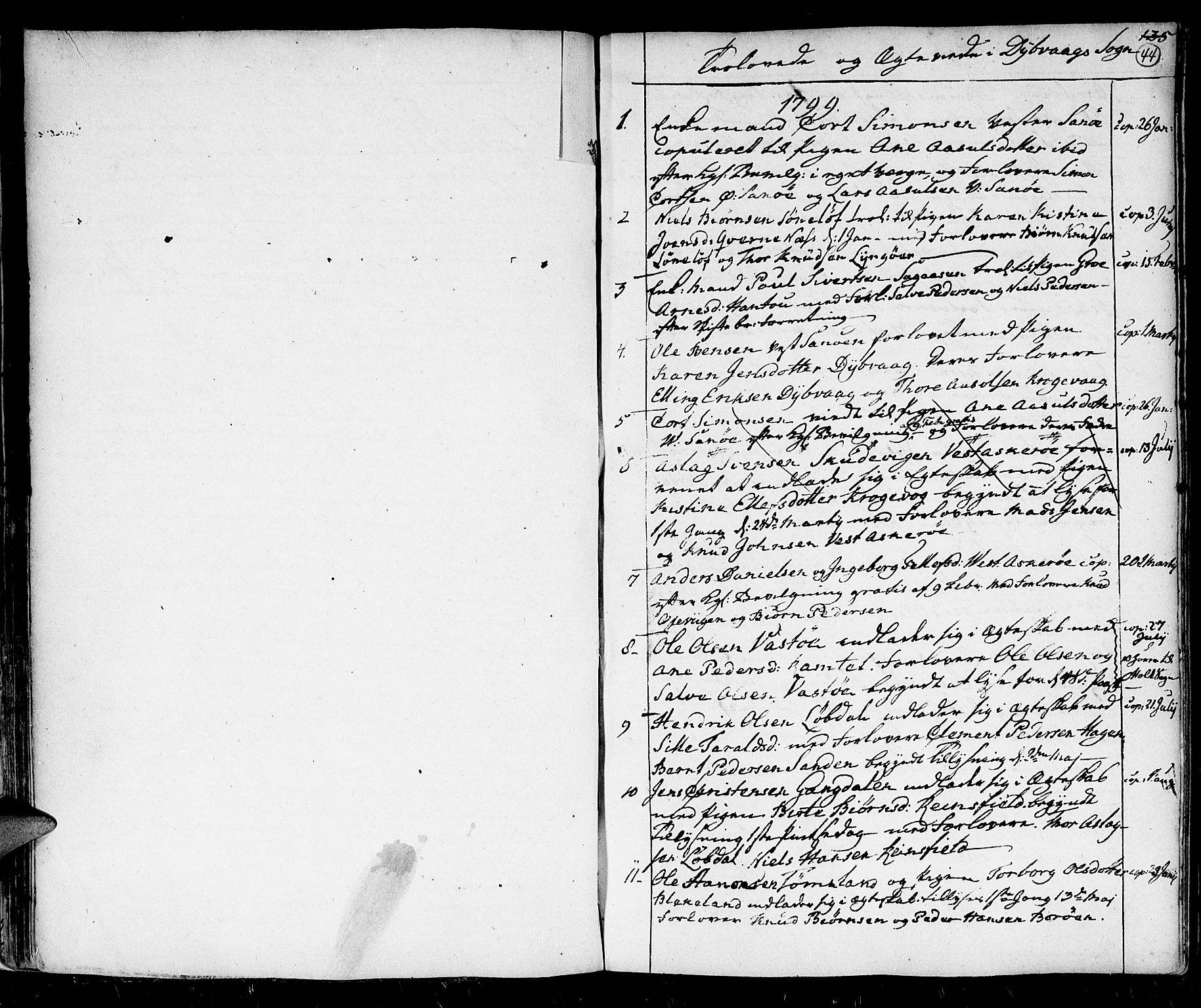 Holt sokneprestkontor, AV/SAK-1111-0021/F/Fa/L0001: Ministerialbok nr. A 1 /3, 1721-1812, s. 44