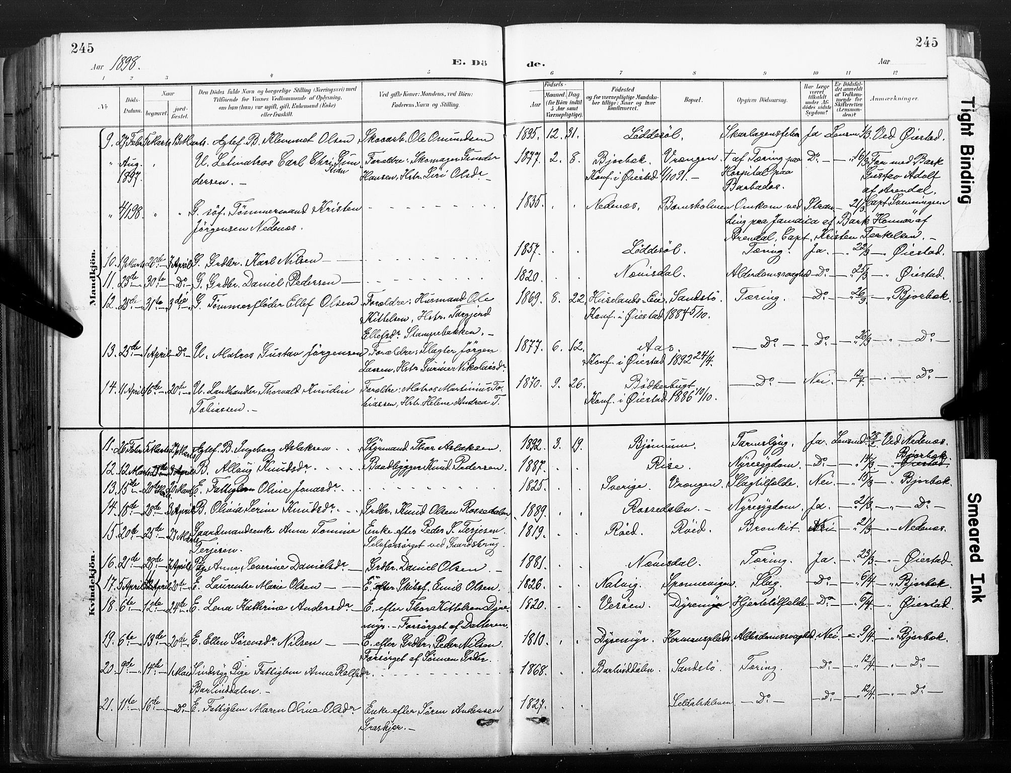Øyestad sokneprestkontor, AV/SAK-1111-0049/F/Fa/L0018: Ministerialbok nr. A 18, 1897-1907, s. 245