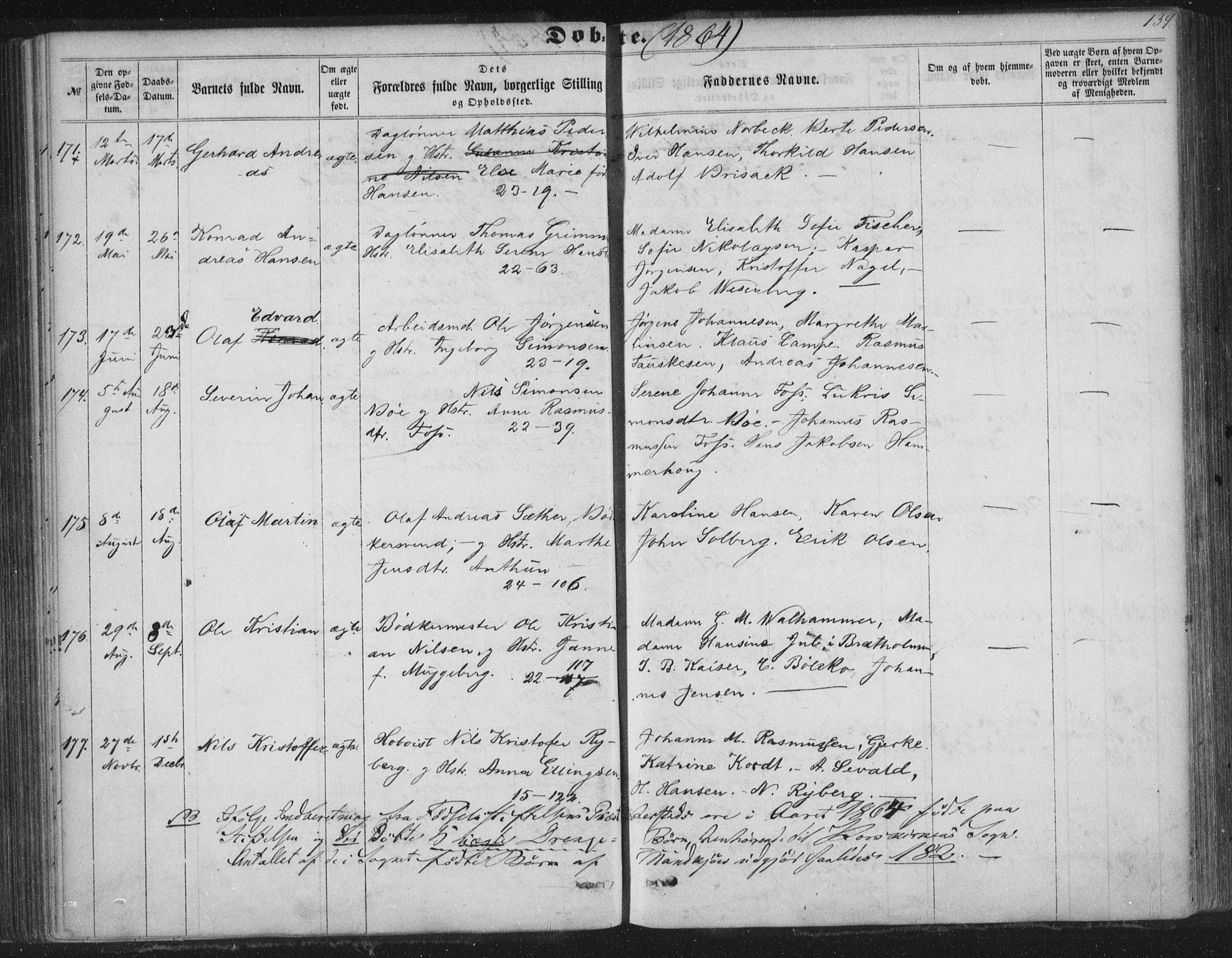 Korskirken sokneprestembete, AV/SAB-A-76101/H/Haa/L0018: Ministerialbok nr. B 4, 1857-1866, s. 139
