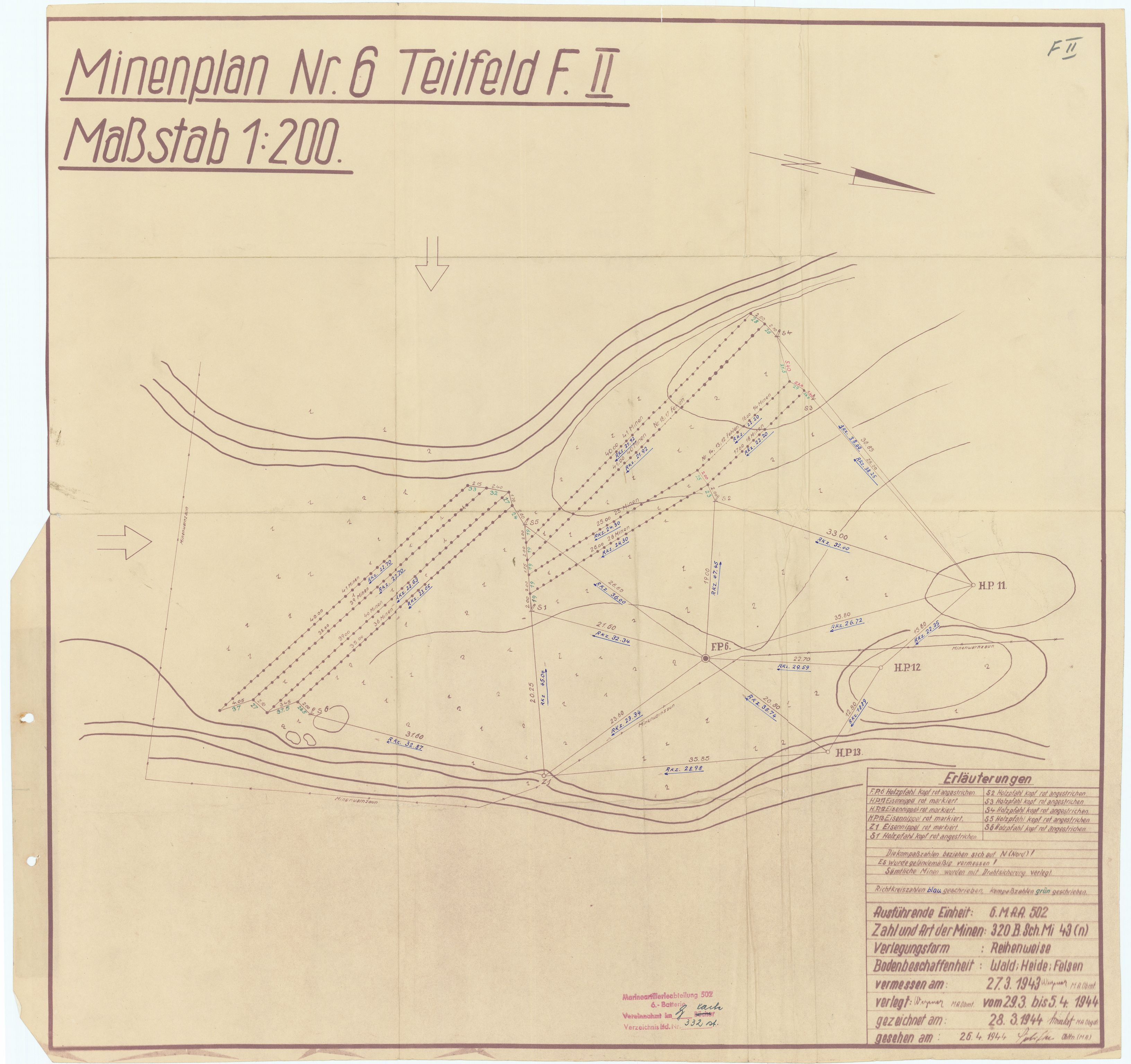 Forsvaret, Sørlandet sjøforsvarsdistrikt, RA/RAFA-3266/F/Fb/Fbf/L0323: Tyske landminefelter, 1945, s. 110