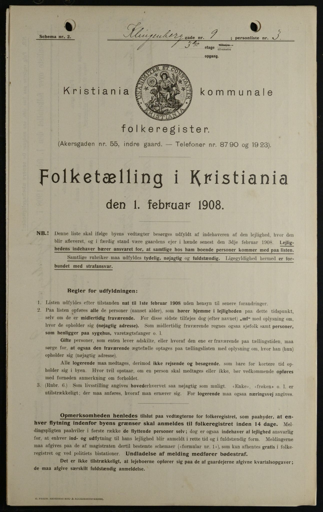 OBA, Kommunal folketelling 1.2.1908 for Kristiania kjøpstad, 1908, s. 46360