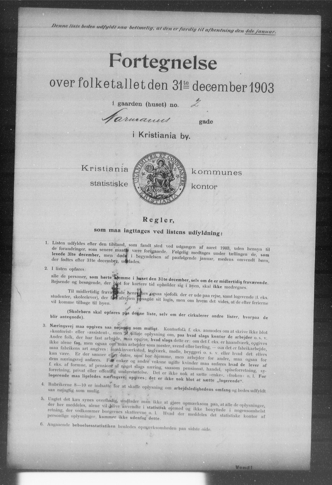 OBA, Kommunal folketelling 31.12.1903 for Kristiania kjøpstad, 1903, s. 14309