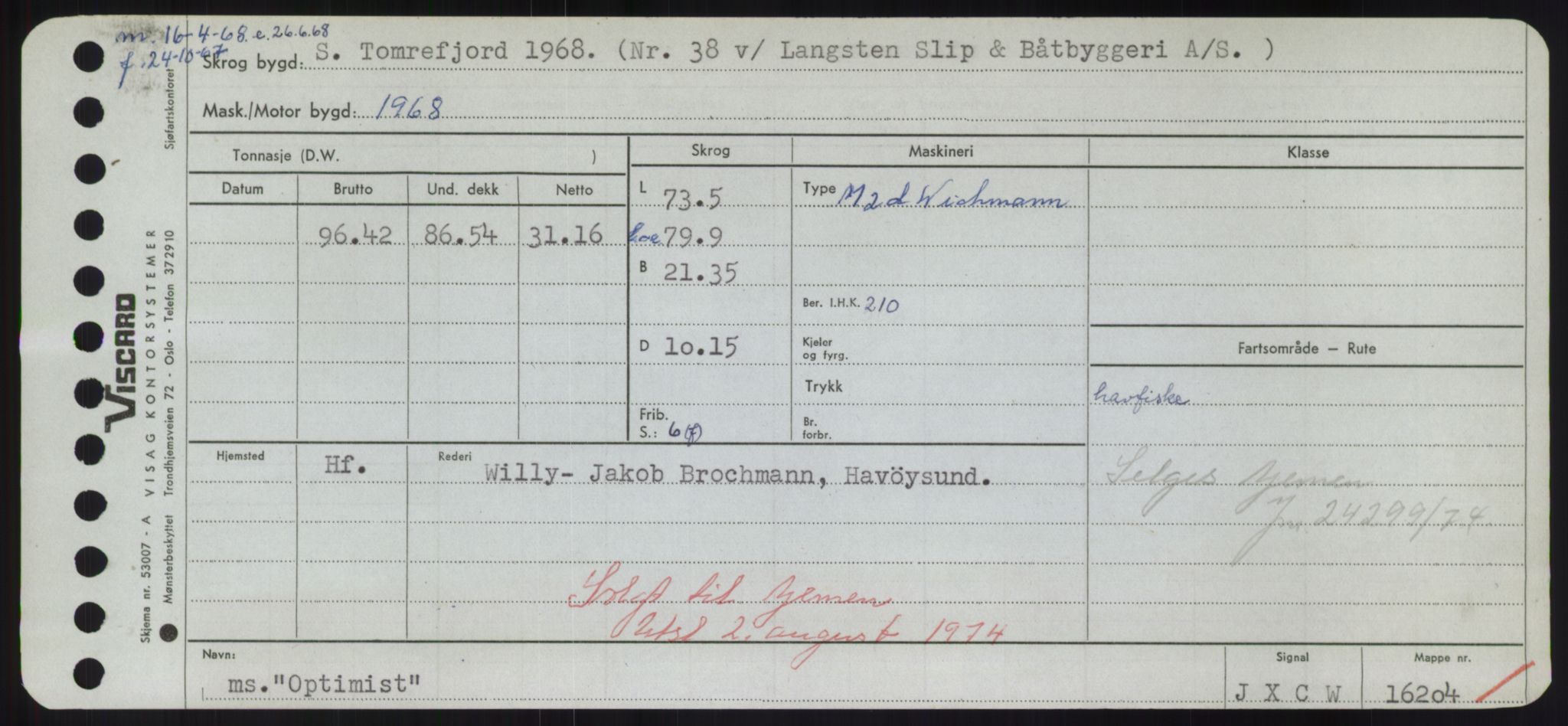 Sjøfartsdirektoratet med forløpere, Skipsmålingen, RA/S-1627/H/Hd/L0028: Fartøy, O, s. 287