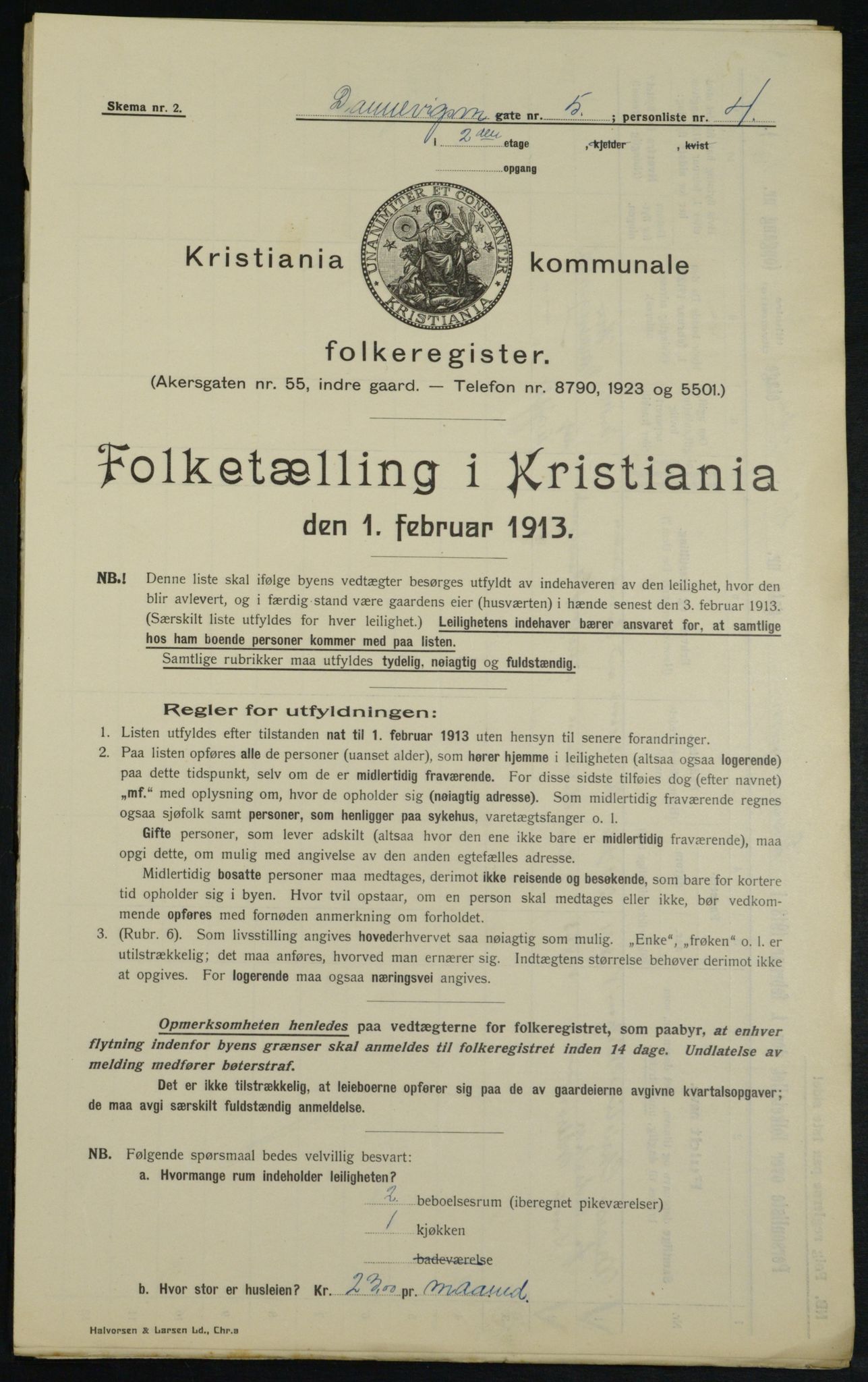 OBA, Kommunal folketelling 1.2.1913 for Kristiania, 1913, s. 15123