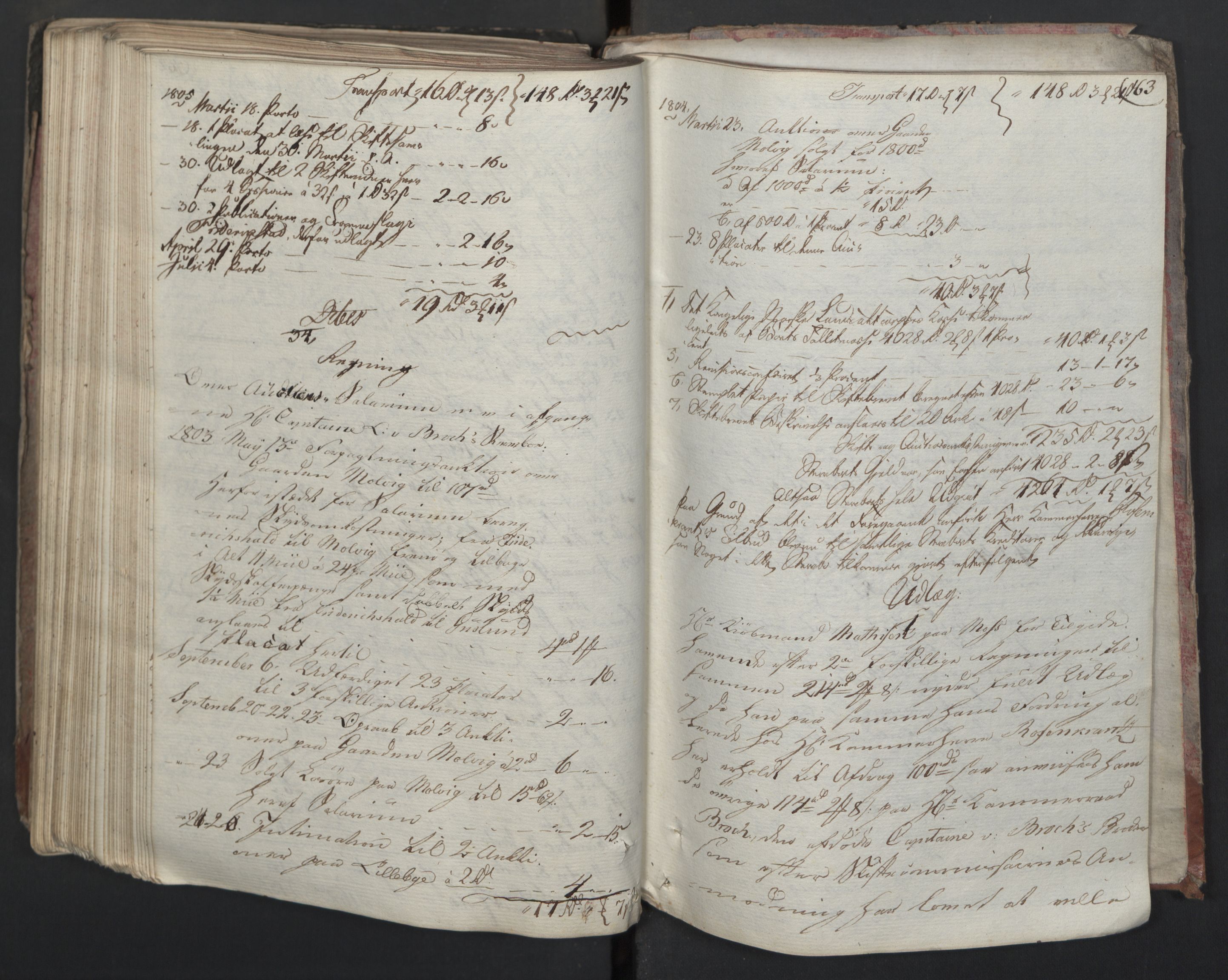 Forsvaret, Generalauditøren, AV/RA-RAFA-1772/F/Fj/Fjc/L0009: Skifteprotokol for det søndenfjeldske inf. reg.s nationale batailloner, 1789-1807, s. 162b-163a
