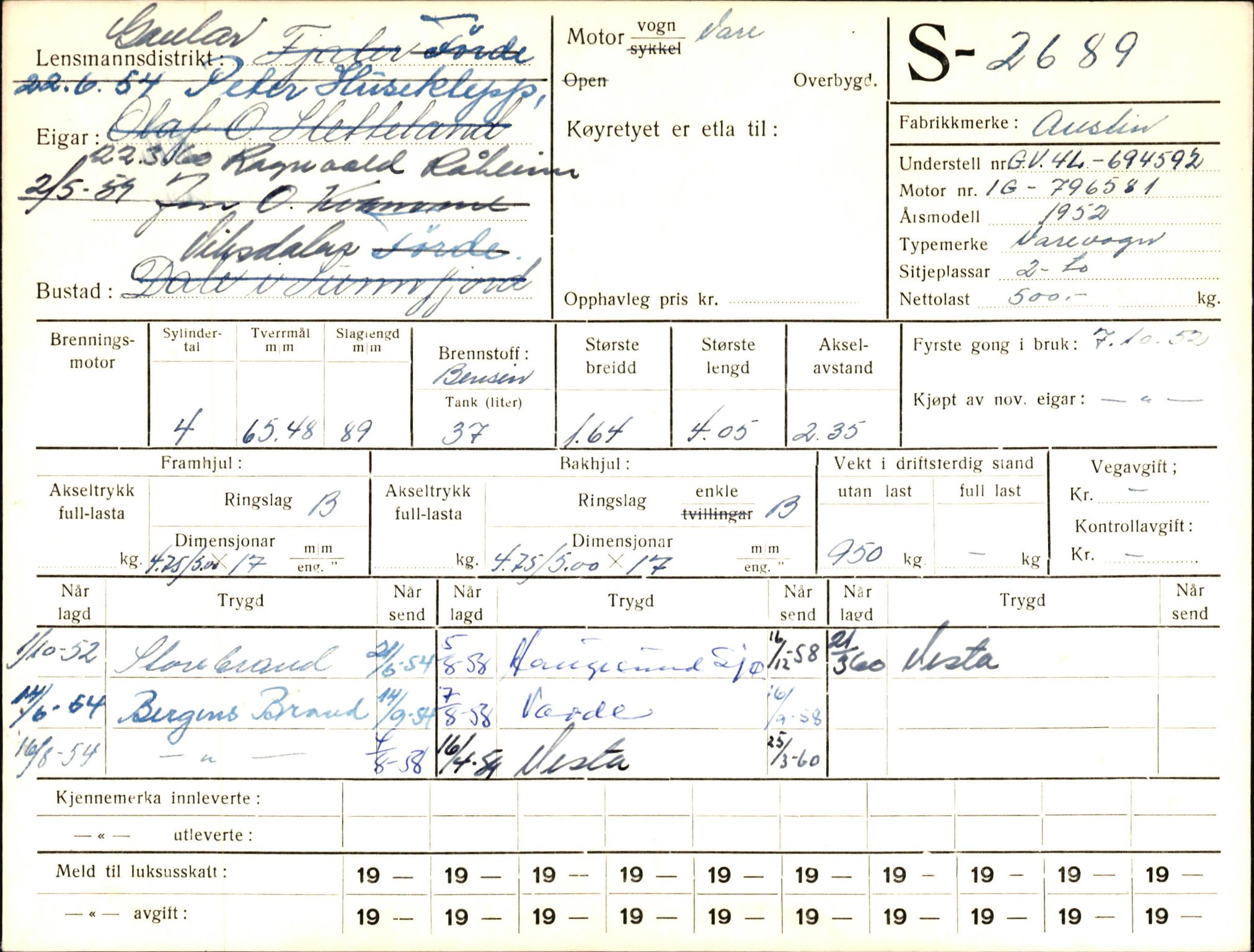 Statens vegvesen, Sogn og Fjordane vegkontor, AV/SAB-A-5301/4/F/L0004: Registerkort utmeldte Fjordane S2500-2700, S7200-7899, 1930-1961, s. 241