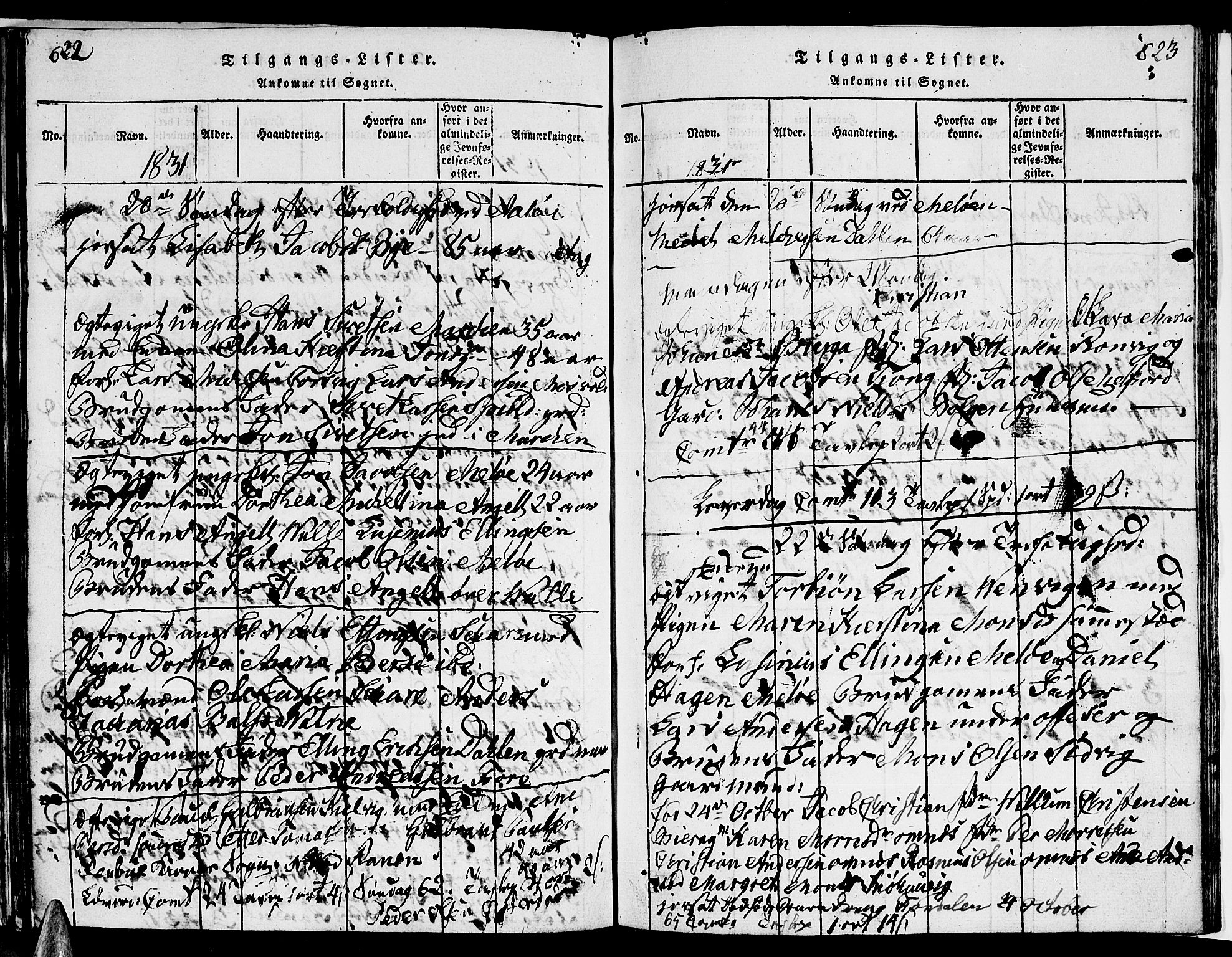 Ministerialprotokoller, klokkerbøker og fødselsregistre - Nordland, AV/SAT-A-1459/841/L0616: Klokkerbok nr. 841C01 /1, 1820-1832, s. 622-623