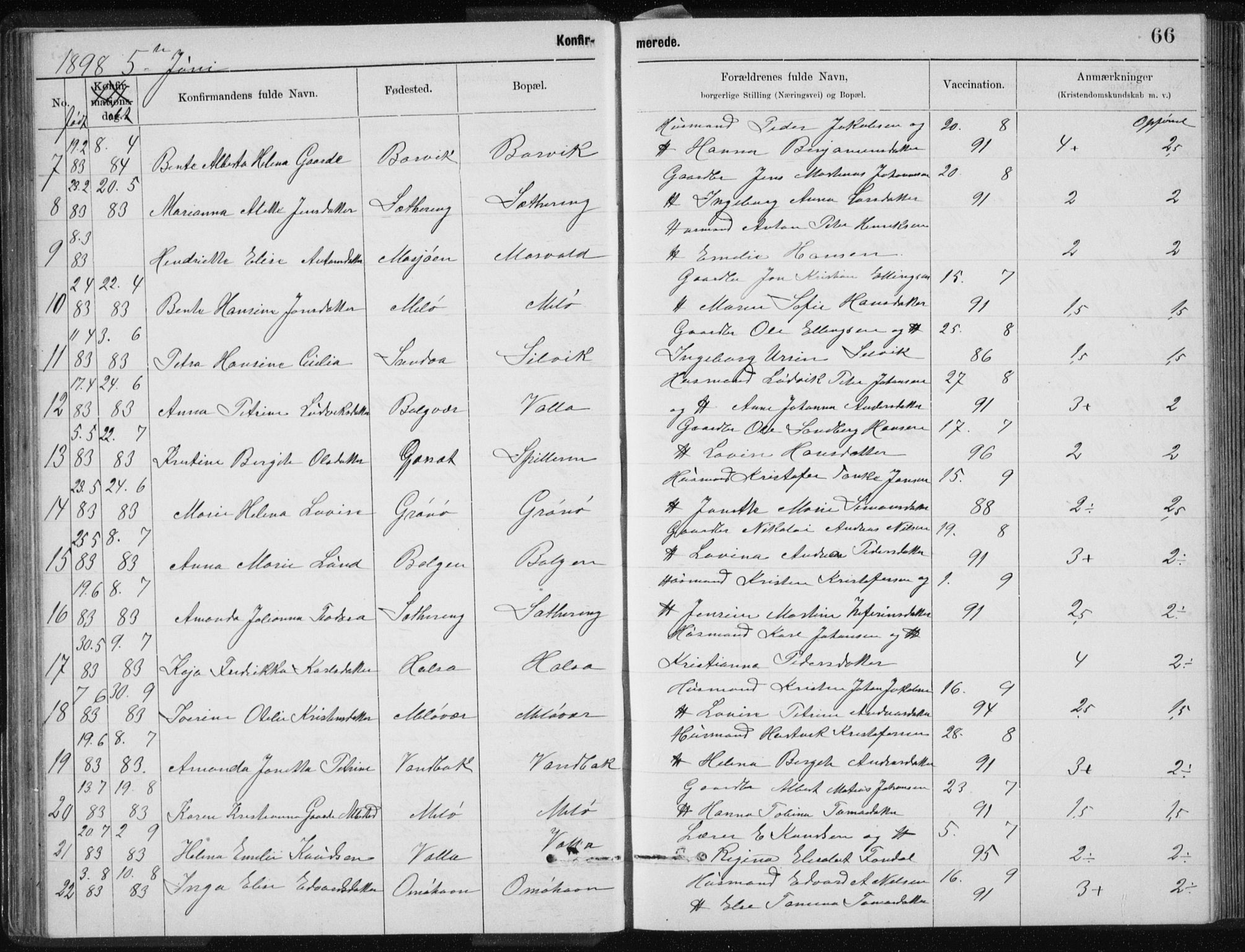 Ministerialprotokoller, klokkerbøker og fødselsregistre - Nordland, AV/SAT-A-1459/843/L0637: Klokkerbok nr. 843C06, 1884-1908, s. 66