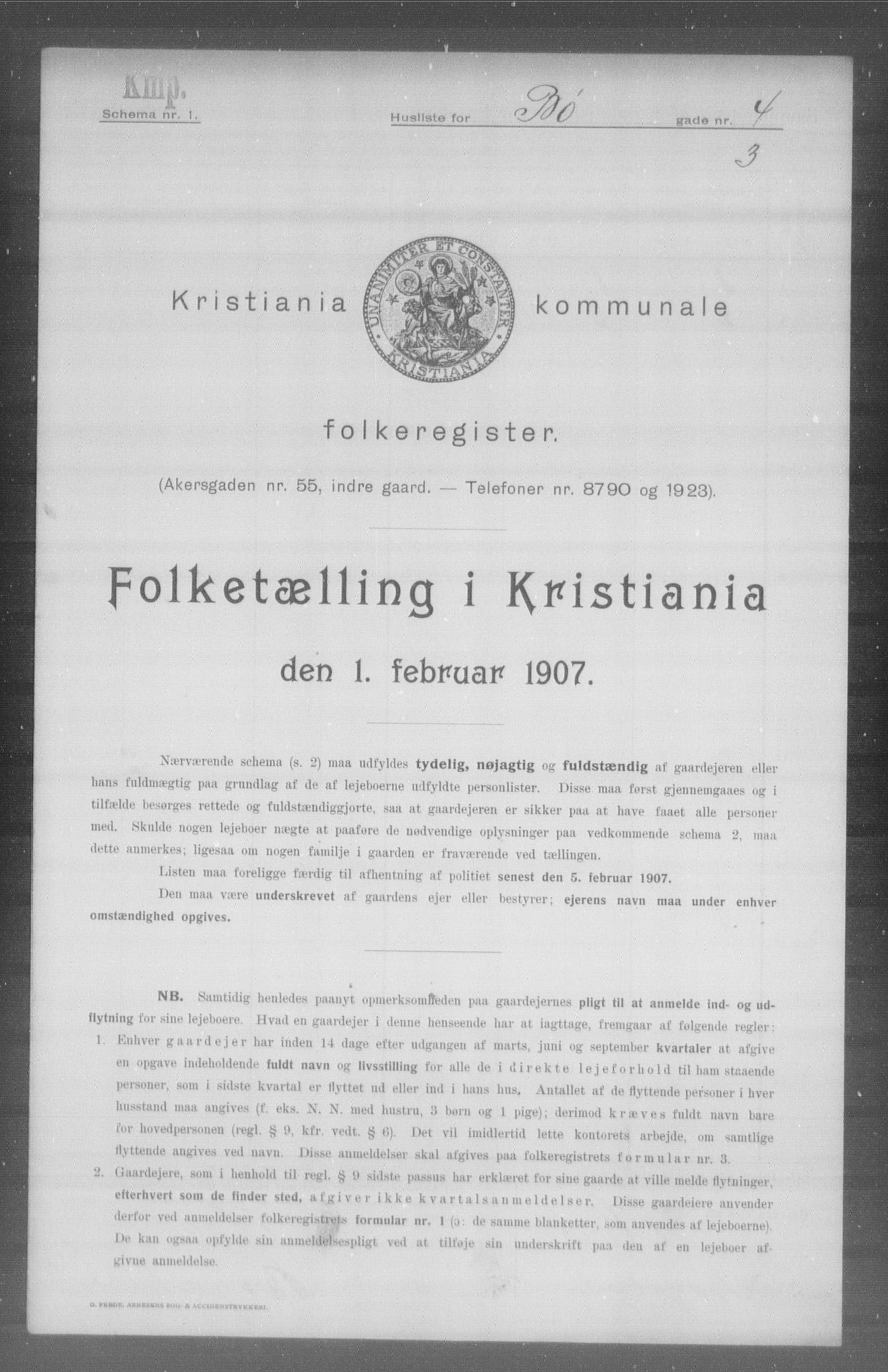 OBA, Kommunal folketelling 1.2.1907 for Kristiania kjøpstad, 1907, s. 5709