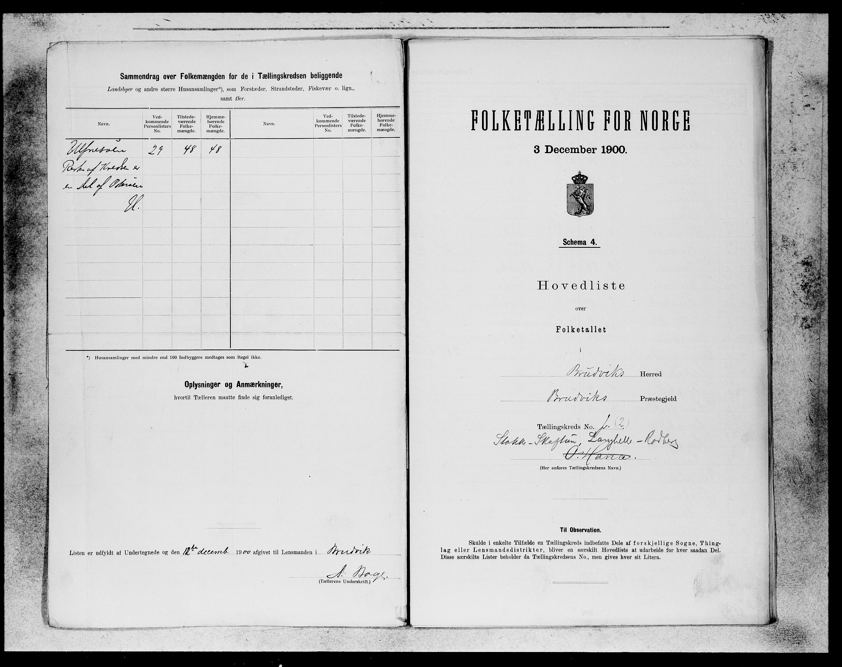 SAB, Folketelling 1900 for 1251 Bruvik herred, 1900, s. 3