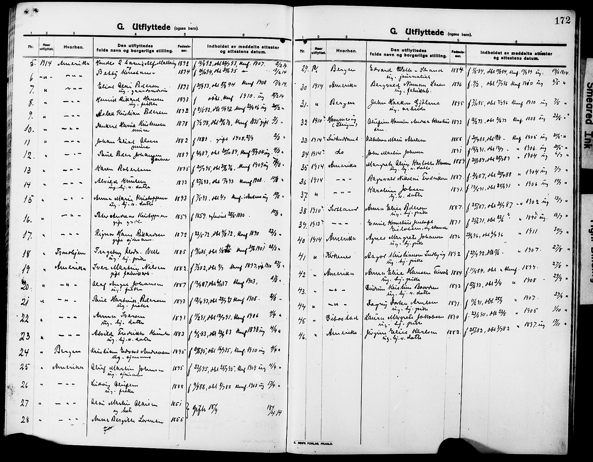 Ministerialprotokoller, klokkerbøker og fødselsregistre - Nordland, AV/SAT-A-1459/888/L1269: Klokkerbok nr. 888C07, 1913-1927, s. 172