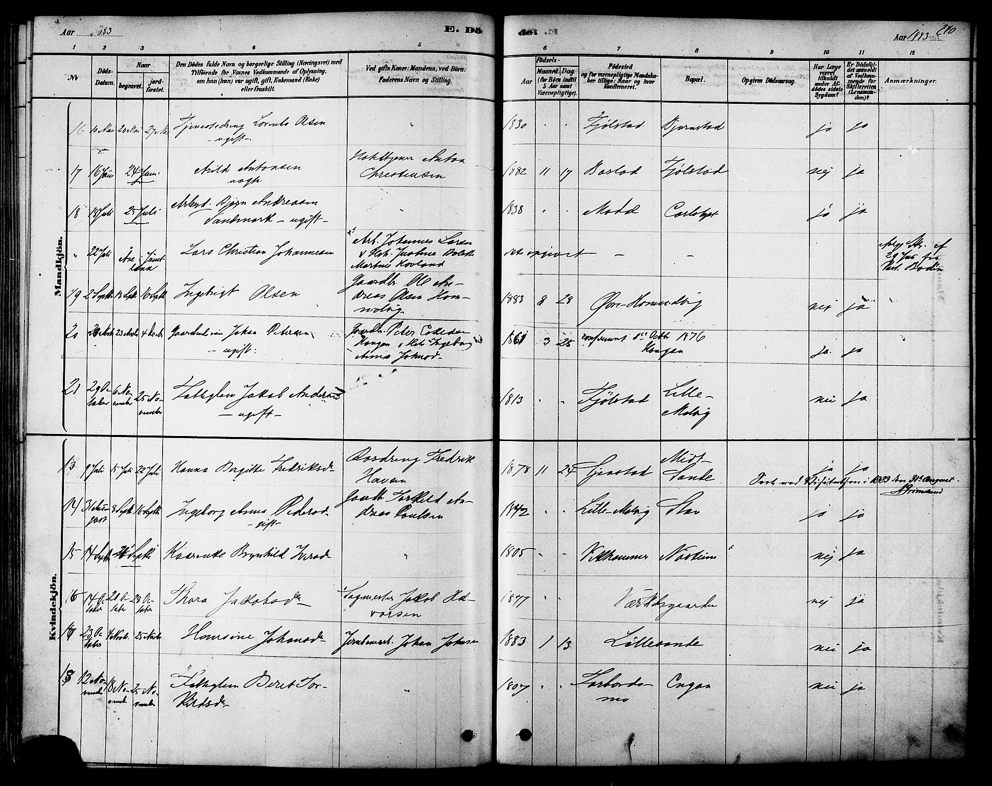 Ministerialprotokoller, klokkerbøker og fødselsregistre - Sør-Trøndelag, SAT/A-1456/616/L0410: Ministerialbok nr. 616A07, 1878-1893, s. 240