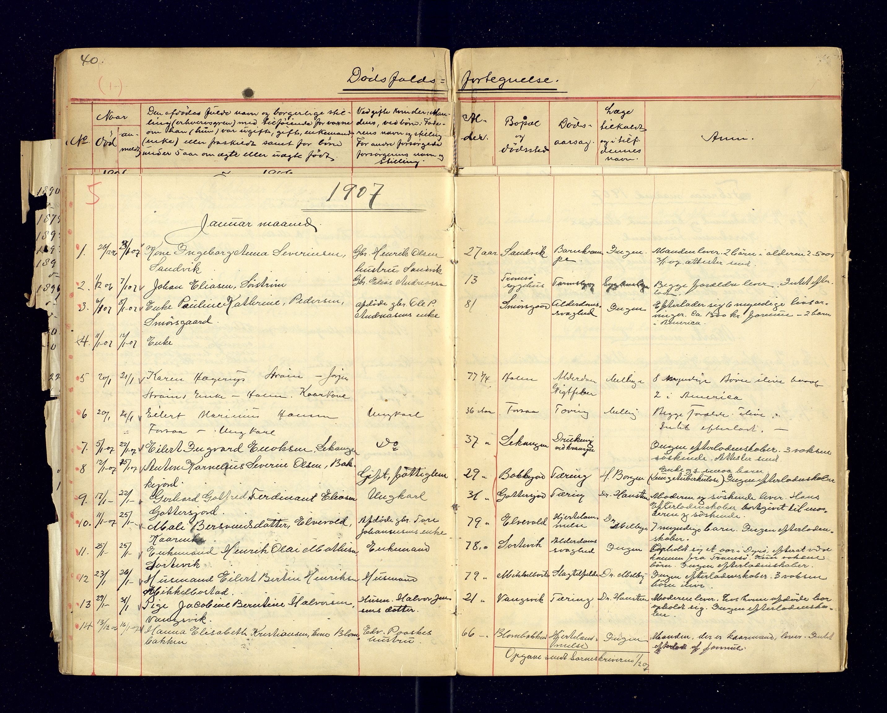 Tranøy lensmannskontor (Sørreisa lensmannskontor), SATØ/SATØ-46/1/F/Fi/Fia/L0146/0003: Dødsfallsprotokoller / Dødsfallsprotokoller. Med register, 1906-1908