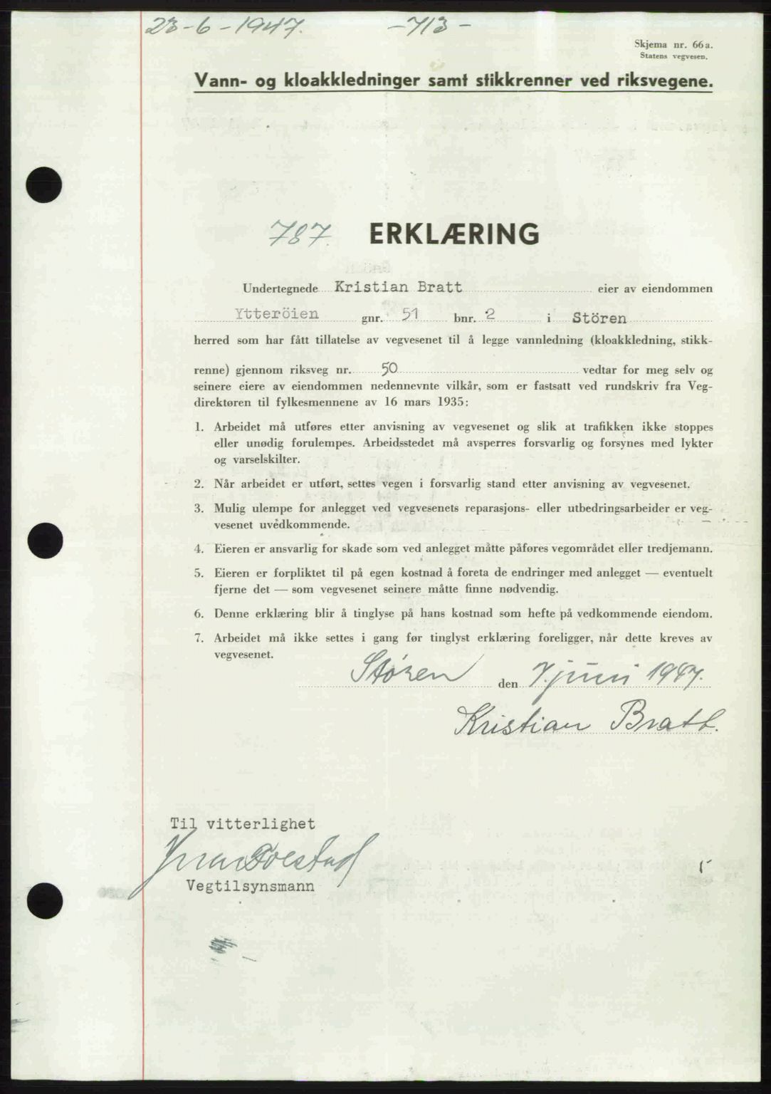 Gauldal sorenskriveri, SAT/A-0014/1/2/2C: Pantebok nr. A3, 1947-1947, Dagboknr: 787/1947
