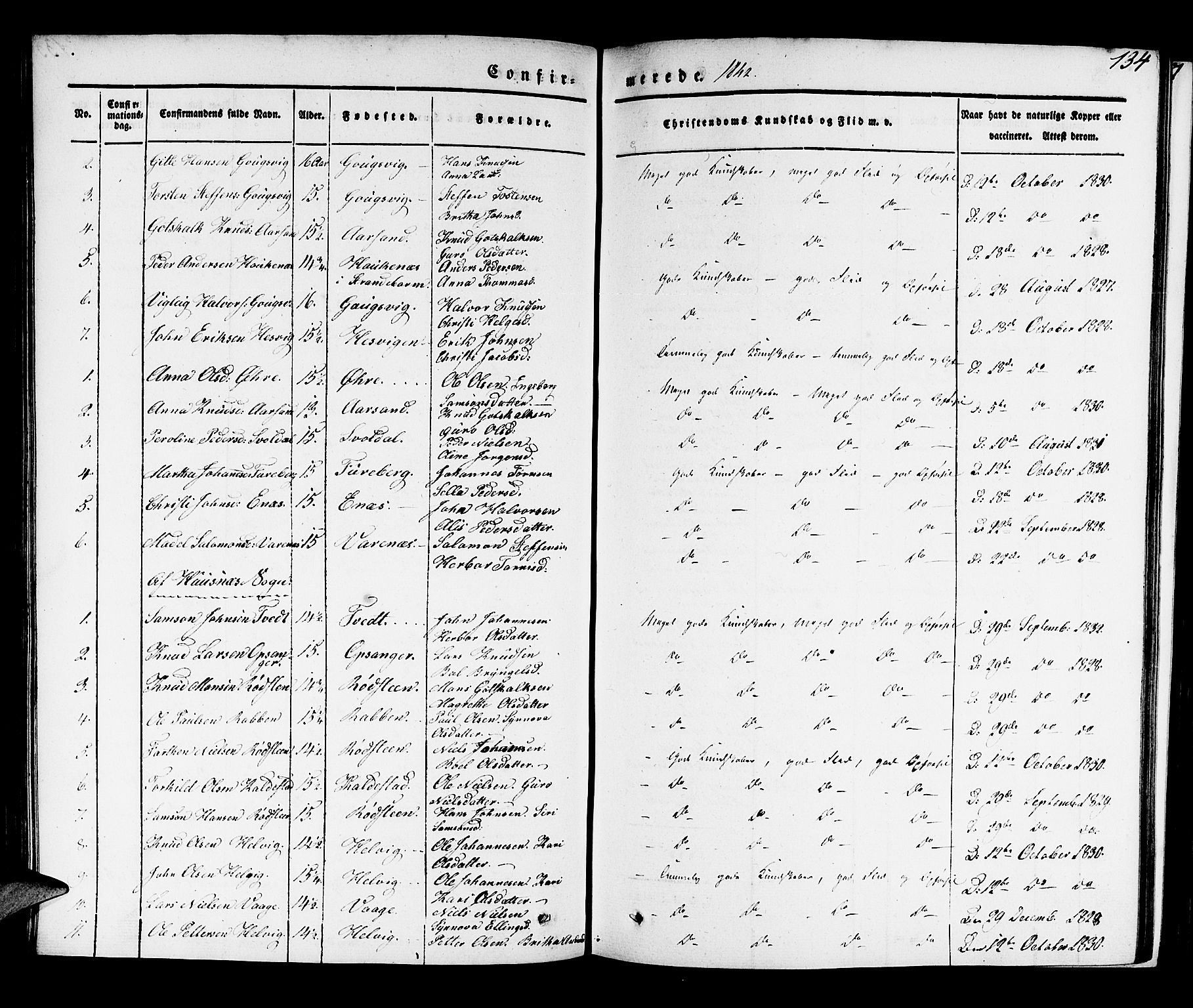 Kvinnherad sokneprestembete, AV/SAB-A-76401/H/Haa: Ministerialbok nr. A 6, 1835-1843, s. 134