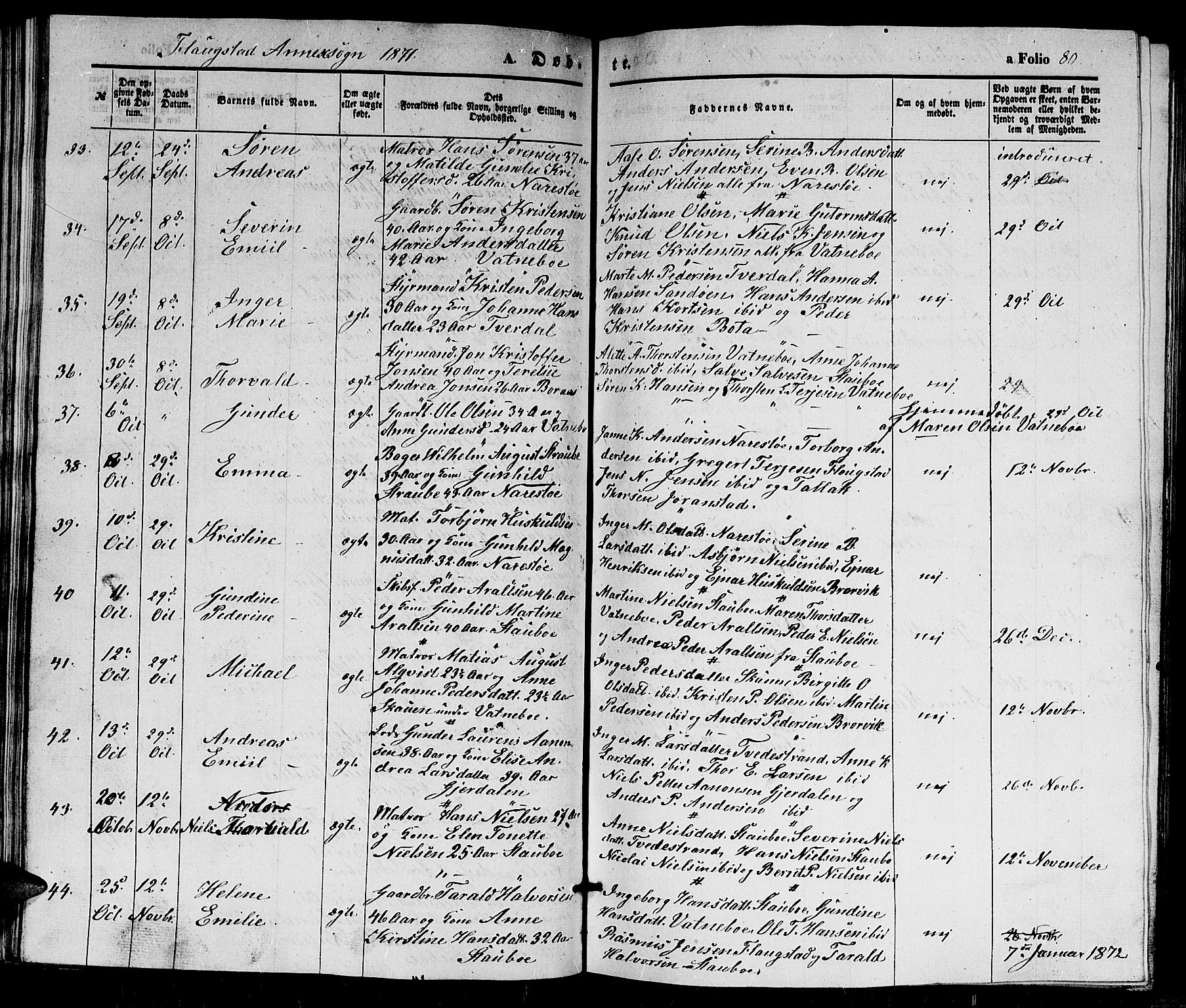 Dypvåg sokneprestkontor, AV/SAK-1111-0007/F/Fb/Fbb/L0002: Klokkerbok nr. B 2, 1851-1871, s. 80