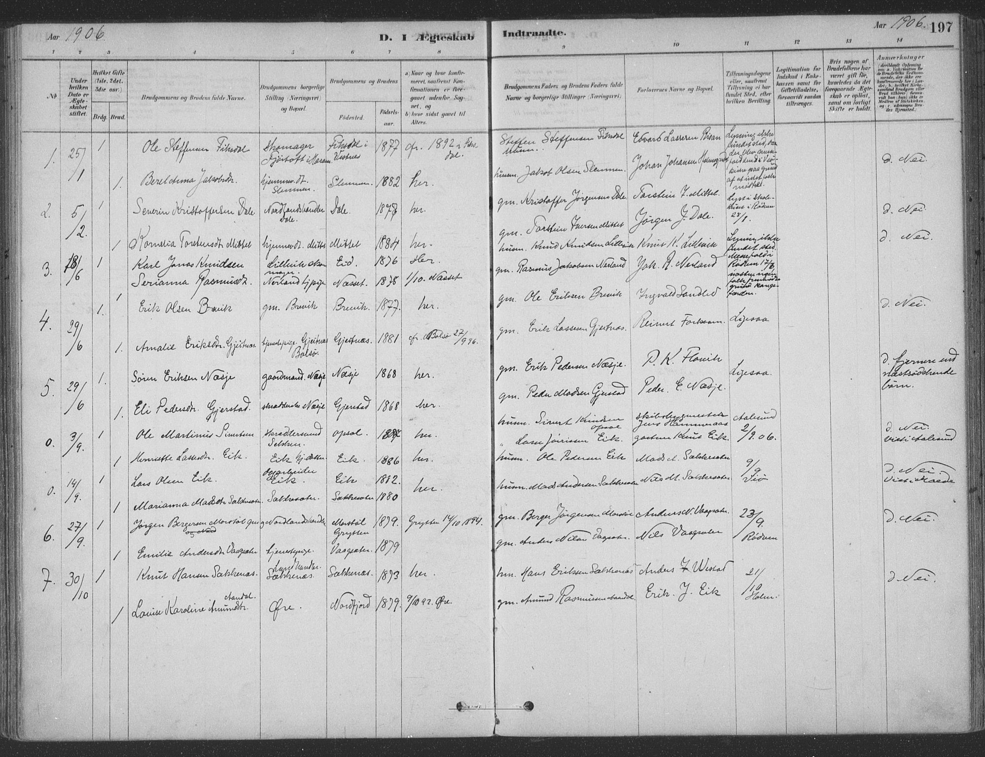 Ministerialprotokoller, klokkerbøker og fødselsregistre - Møre og Romsdal, SAT/A-1454/547/L0604: Ministerialbok nr. 547A06, 1878-1906, s. 197