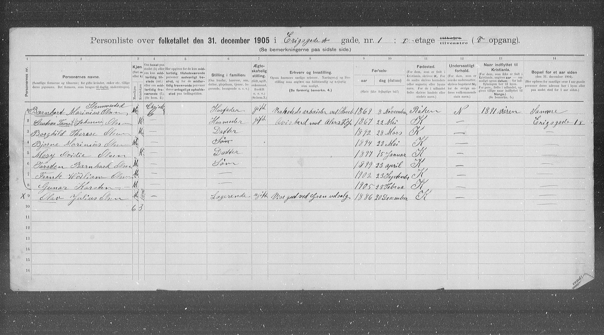 OBA, Kommunal folketelling 31.12.1905 for Kristiania kjøpstad, 1905, s. 11124