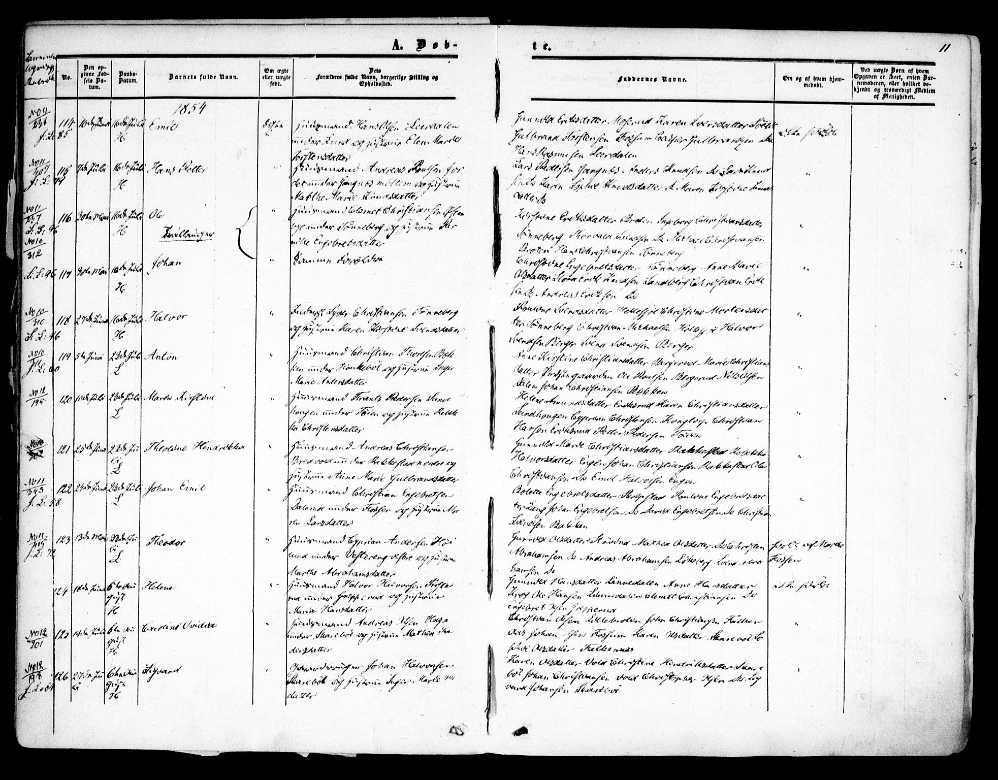 Høland prestekontor Kirkebøker, AV/SAO-A-10346a/F/Fa/L0010: Ministerialbok nr. I 10, 1854-1861, s. 11