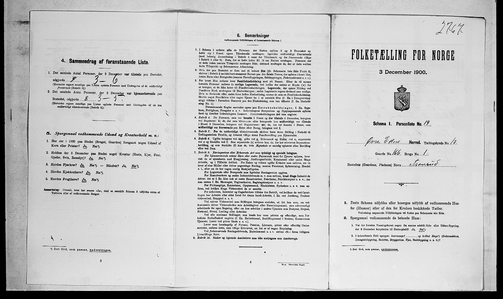 RA, Folketelling 1900 for 0624 Øvre Eiker herred, 1900, s. 2351