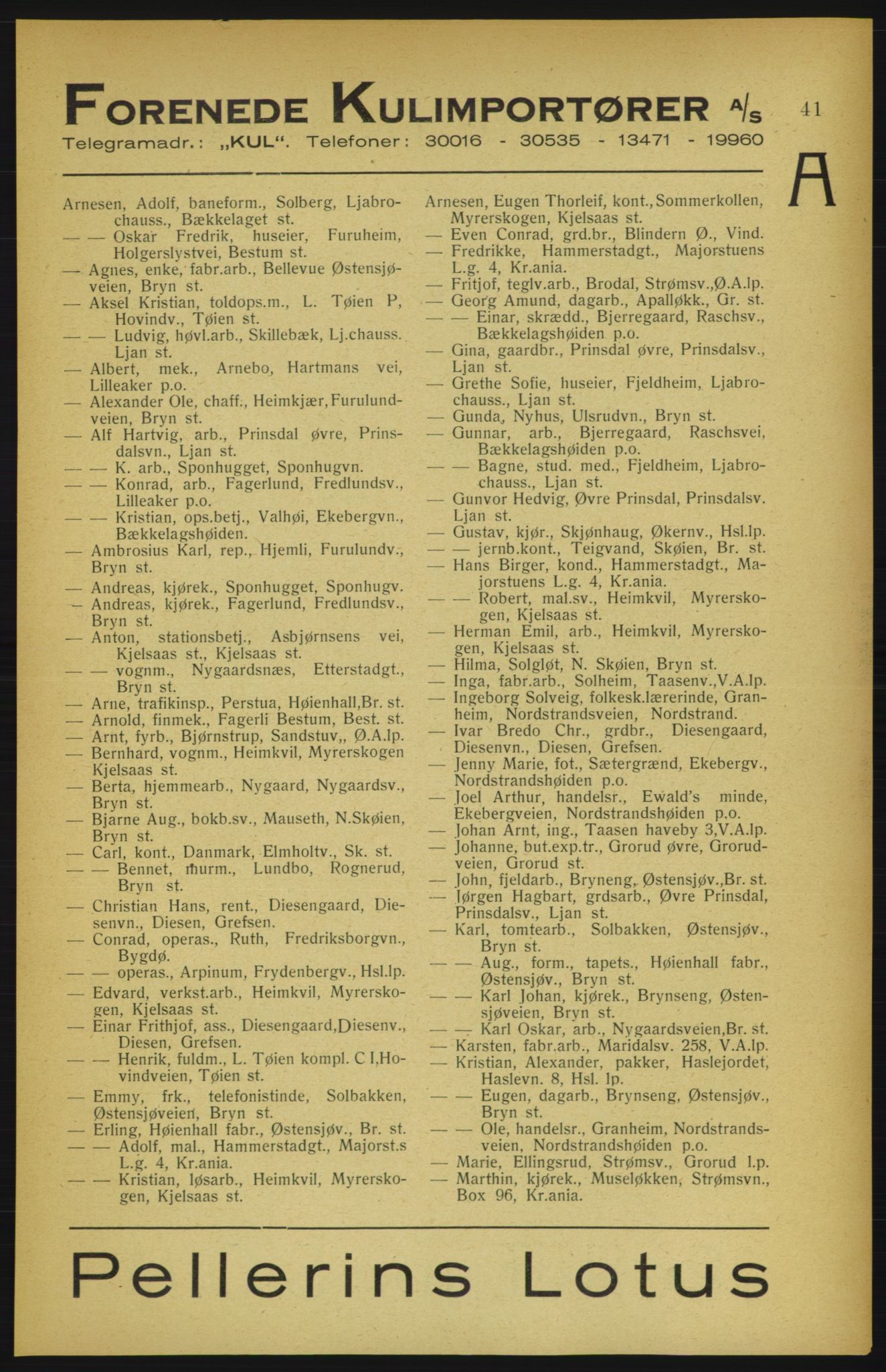 Aker adressebok/adressekalender, PUBL/001/A/002: Akers adressekalender, 1922, s. 41