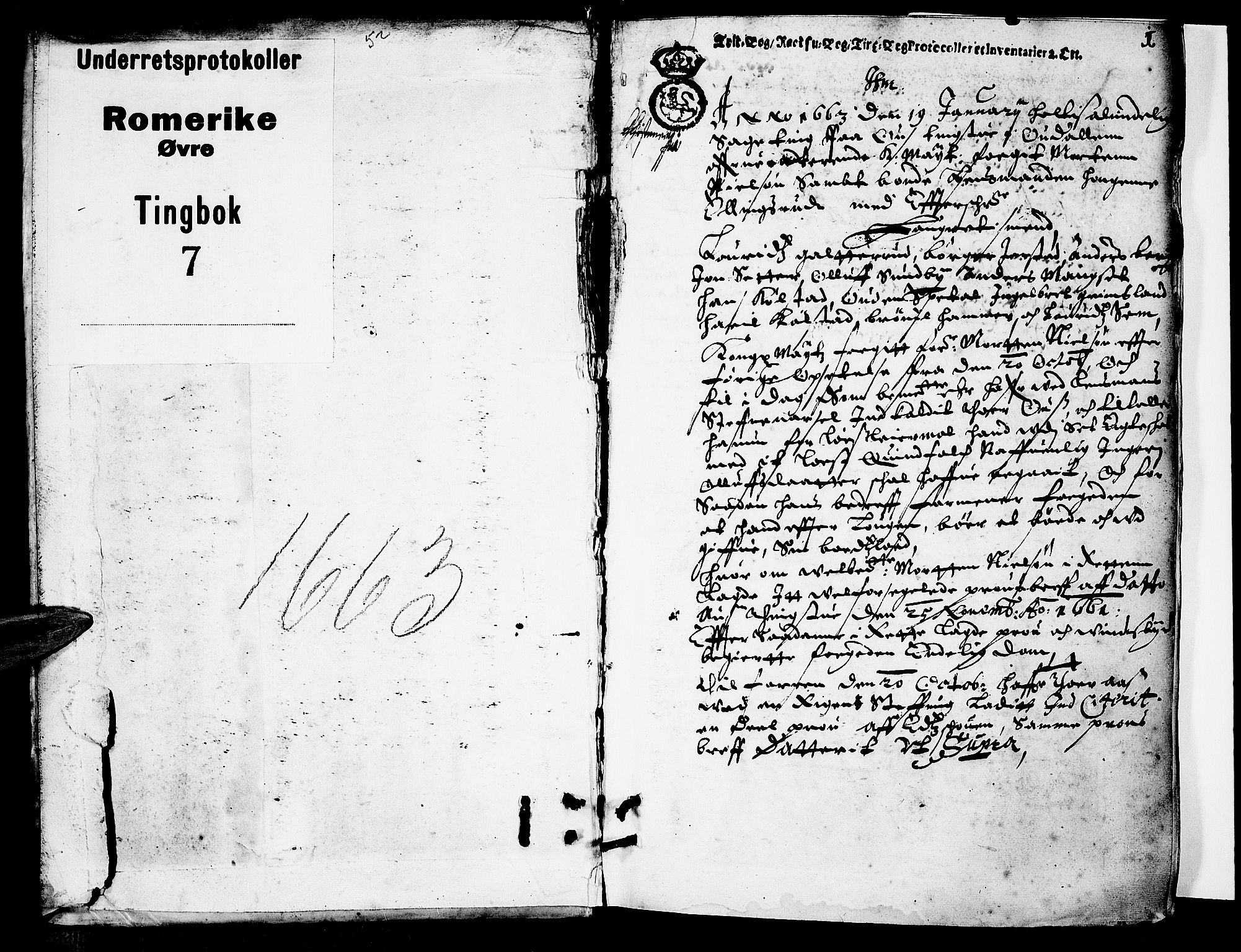 Øvre Romerike sorenskriveri, SAO/A-10649/F/Fb/L0007: Tingbok 7, 1663, s. 0b-1a