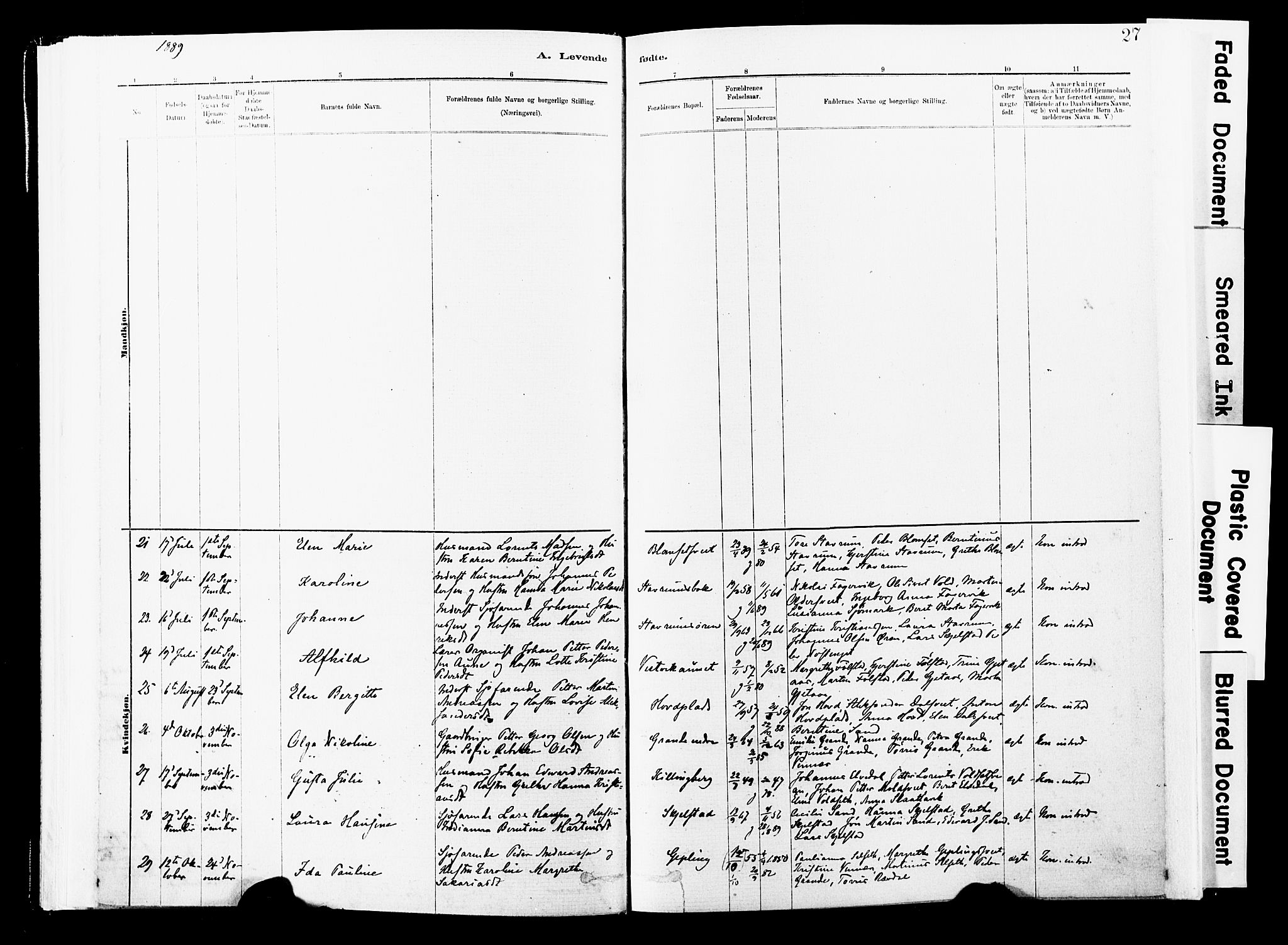 Ministerialprotokoller, klokkerbøker og fødselsregistre - Nord-Trøndelag, SAT/A-1458/744/L0420: Ministerialbok nr. 744A04, 1882-1904, s. 27