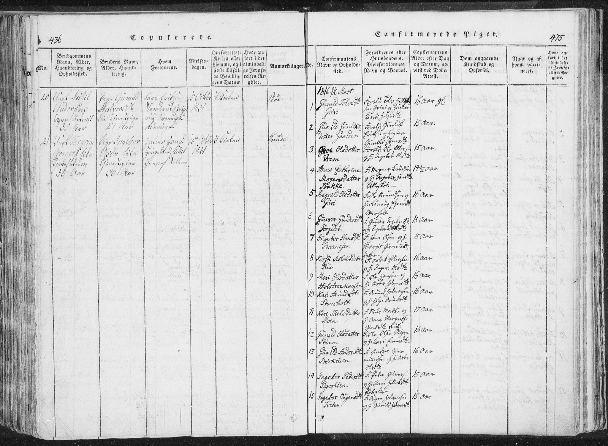 Bø kirkebøker, AV/SAKO-A-257/F/Fa/L0006: Ministerialbok nr. 6, 1815-1831, s. 436-437