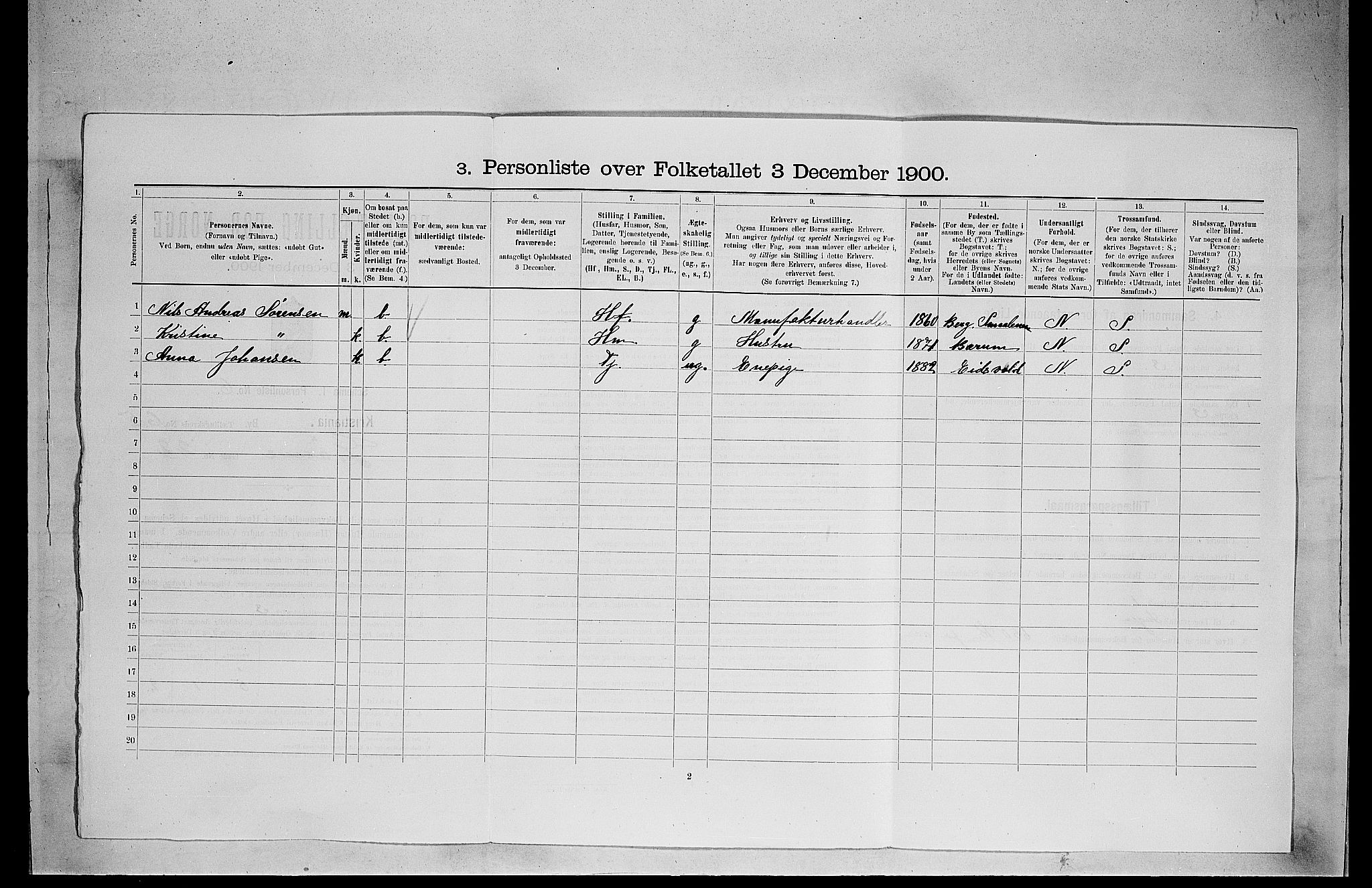 SAO, Folketelling 1900 for 0301 Kristiania kjøpstad, 1900, s. 30638