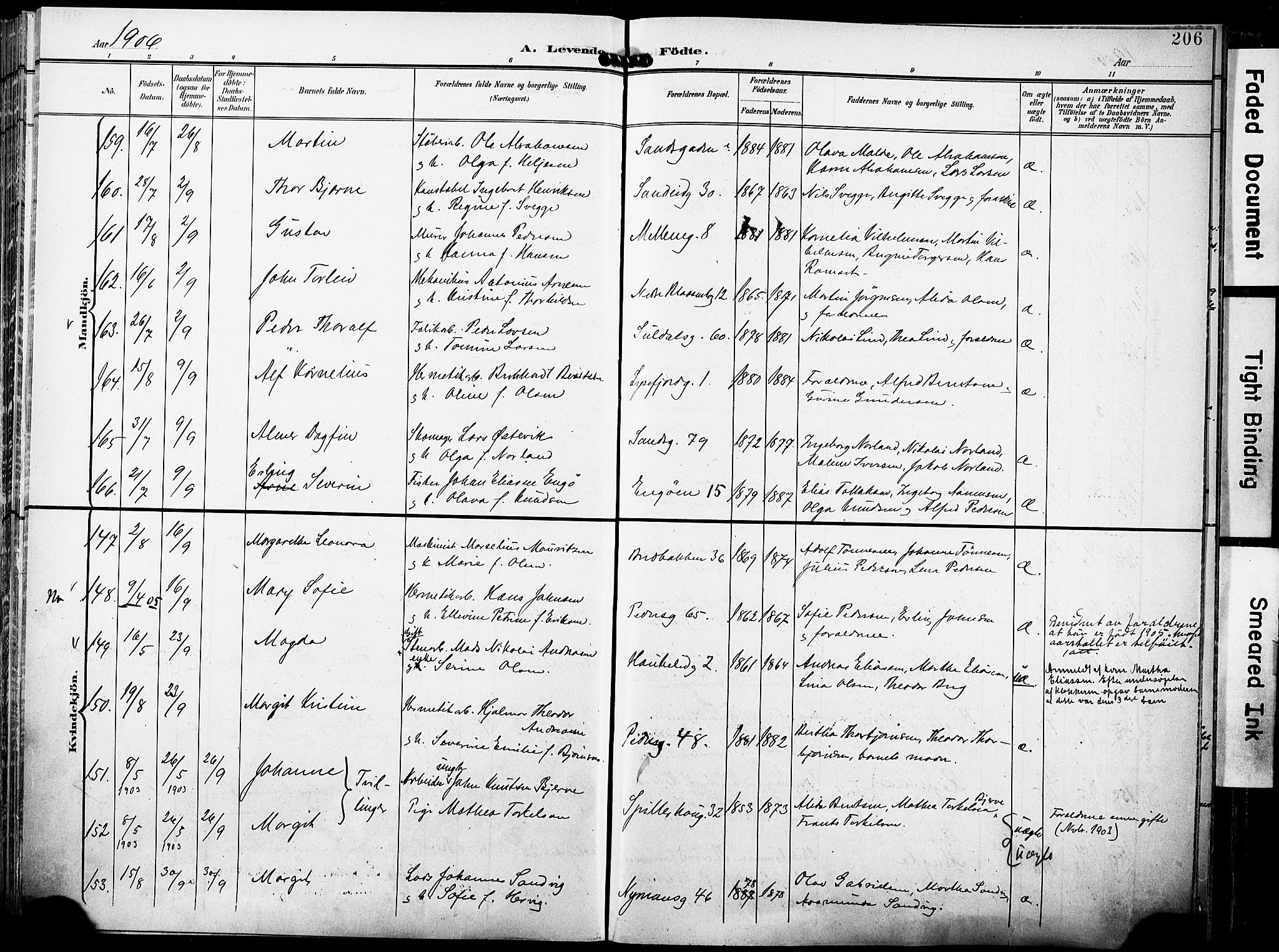 St. Johannes sokneprestkontor, AV/SAST-A-101814/001/30/30BA/L0007: Ministerialbok nr. A 7, 1900-1910, s. 206