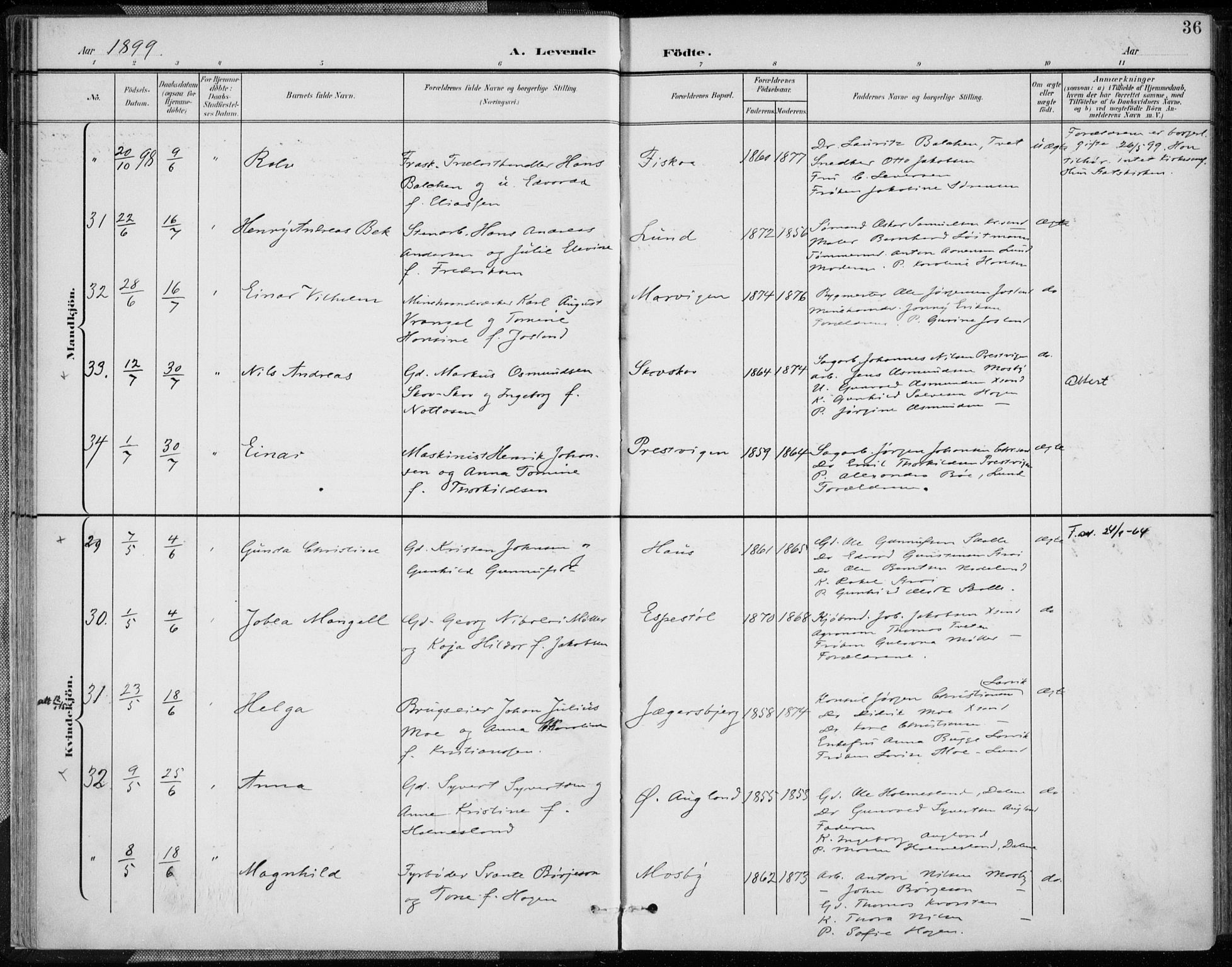 Oddernes sokneprestkontor, AV/SAK-1111-0033/F/Fa/Faa/L0010: Ministerialbok nr. A 10, 1897-1911, s. 36