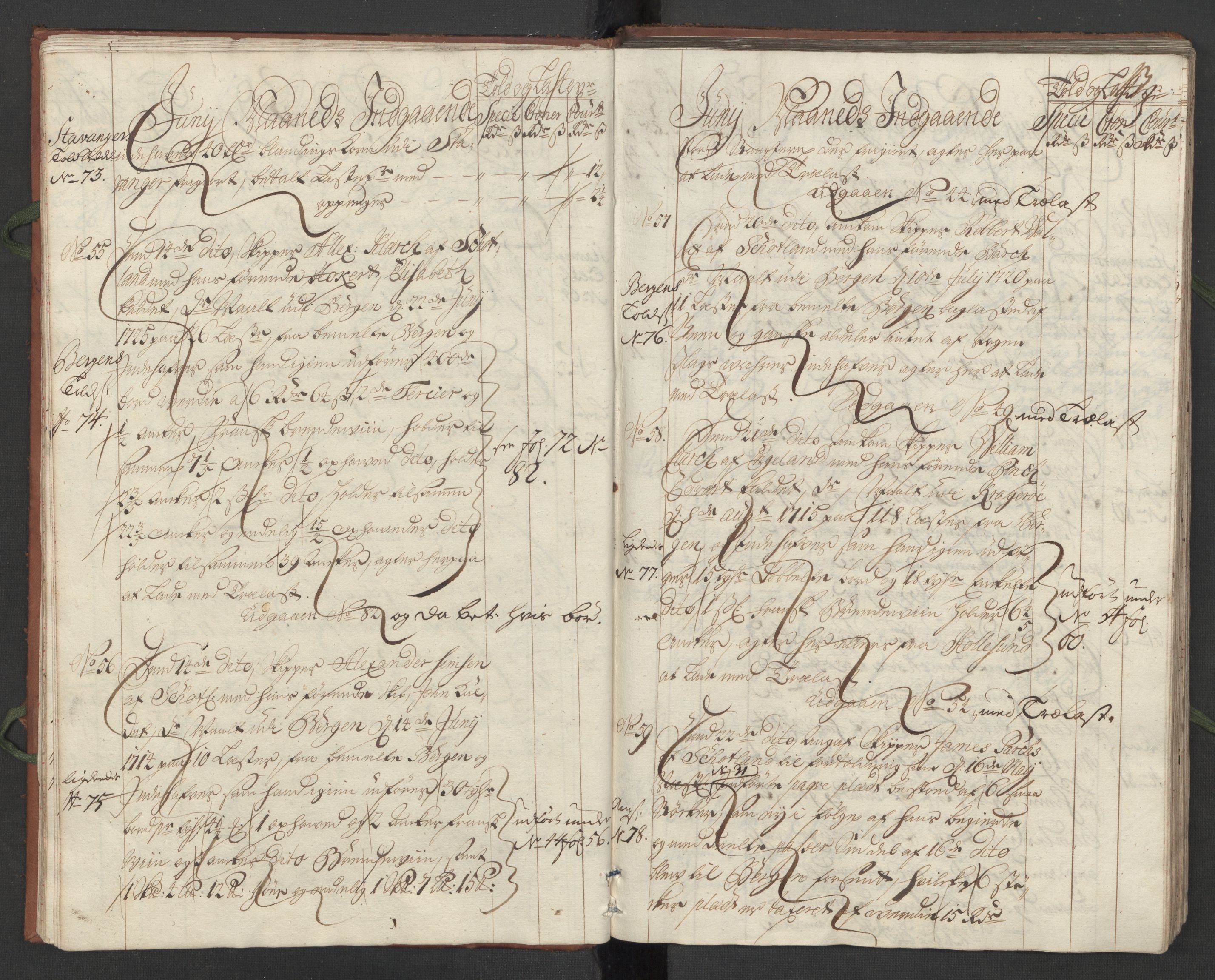 Generaltollkammeret, tollregnskaper, AV/RA-EA-5490/R24/L0008/0001: Tollregnskaper Sunnhordland / Hovedtollbok, 1731, s. 12b-13a