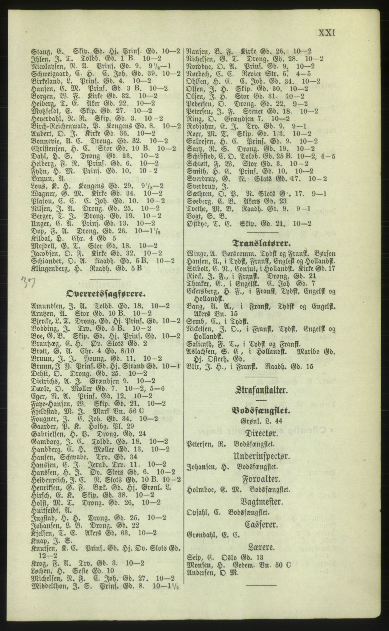 Kristiania/Oslo adressebok, PUBL/-, 1879, s. XXI