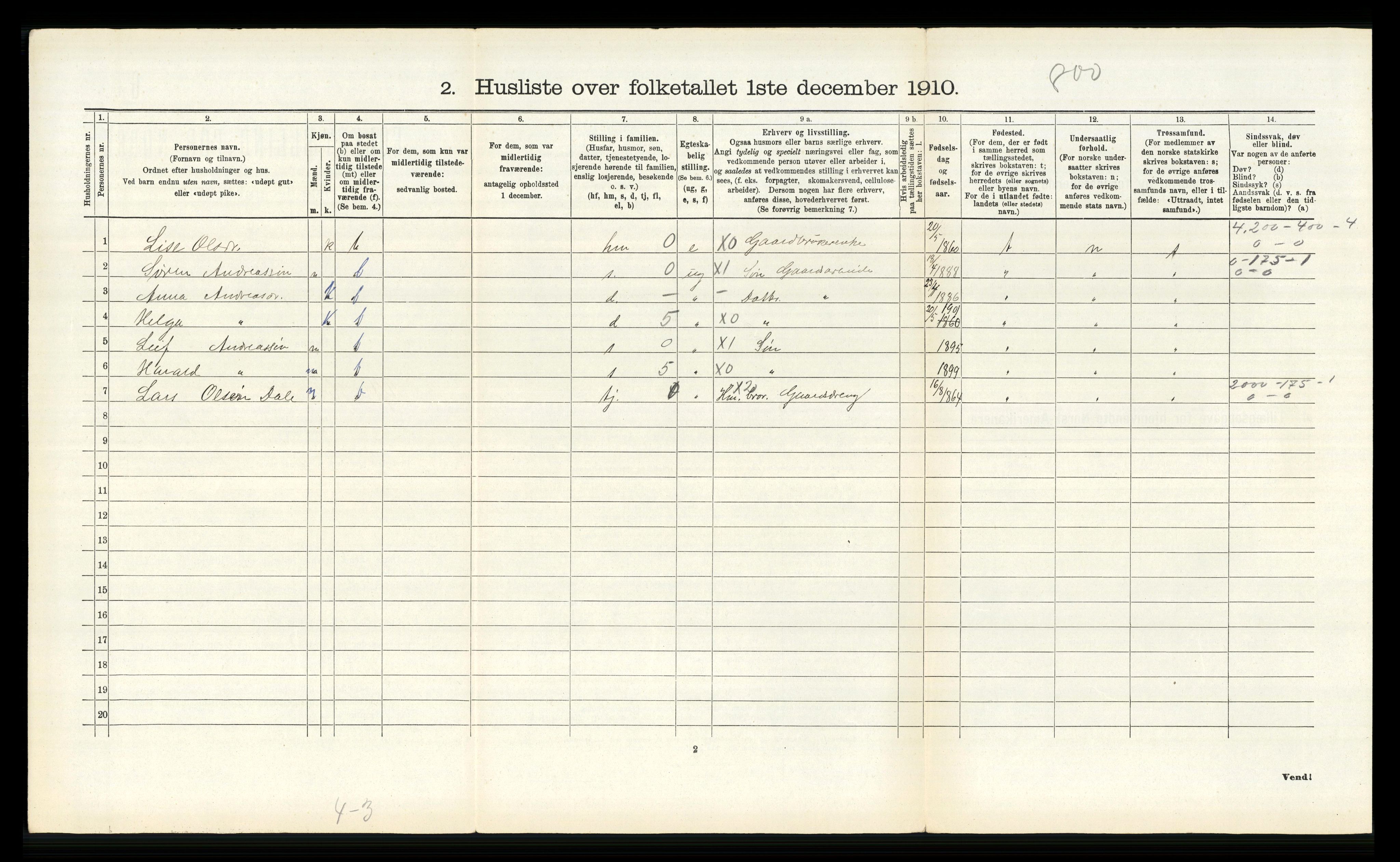 RA, Folketelling 1910 for 1429 Ytre Holmedal herred, 1910, s. 323