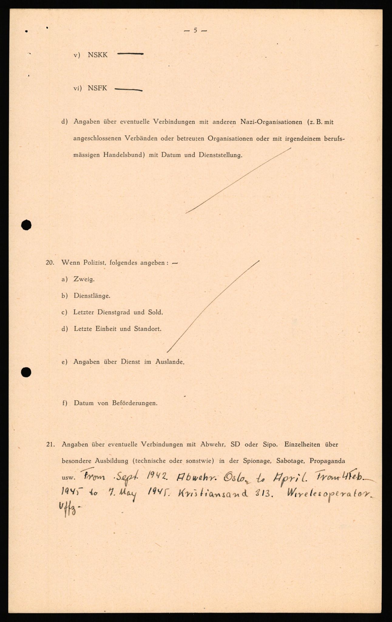 Forsvaret, Forsvarets overkommando II, AV/RA-RAFA-3915/D/Db/L0032: CI Questionaires. Tyske okkupasjonsstyrker i Norge. Tyskere., 1945-1946, s. 54