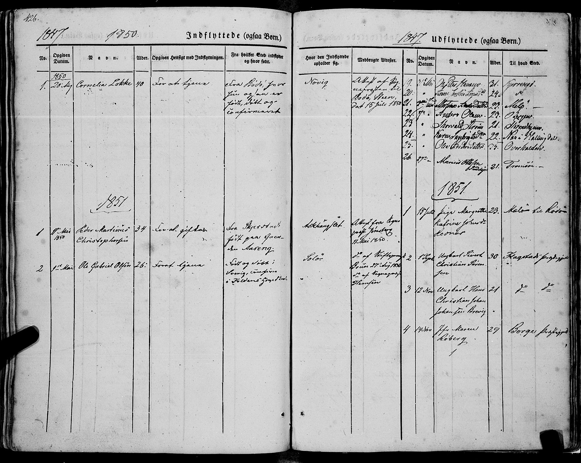 Ministerialprotokoller, klokkerbøker og fødselsregistre - Nordland, AV/SAT-A-1459/805/L0097: Ministerialbok nr. 805A04, 1837-1861, s. 426