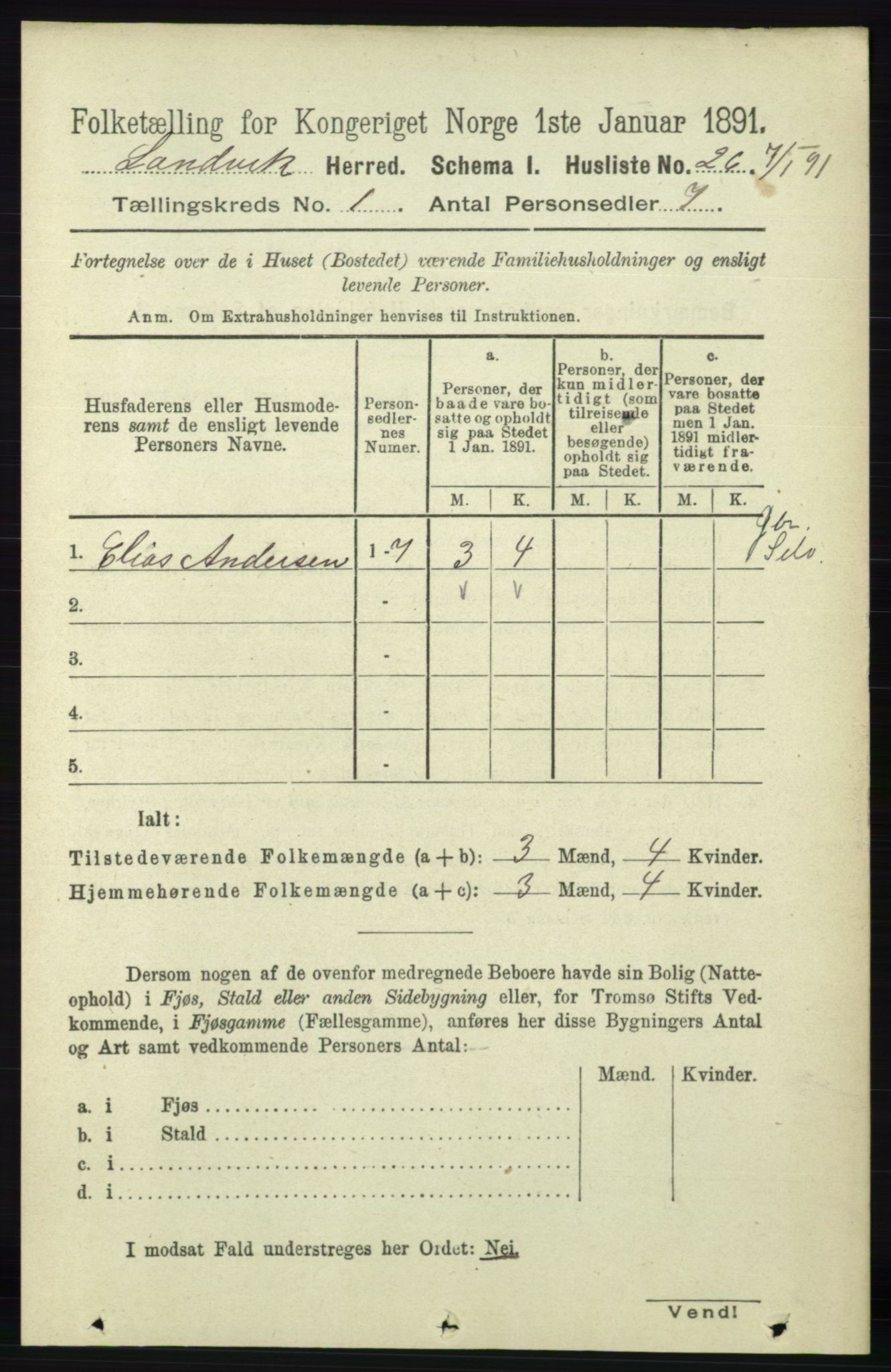 RA, Folketelling 1891 for 0924 Landvik herred, 1891, s. 50