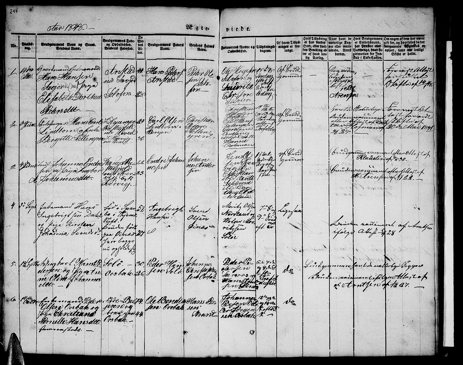 Ministerialprotokoller, klokkerbøker og fødselsregistre - Nordland, AV/SAT-A-1459/846/L0652: Klokkerbok nr. 846C02, 1841-1871, s. 246