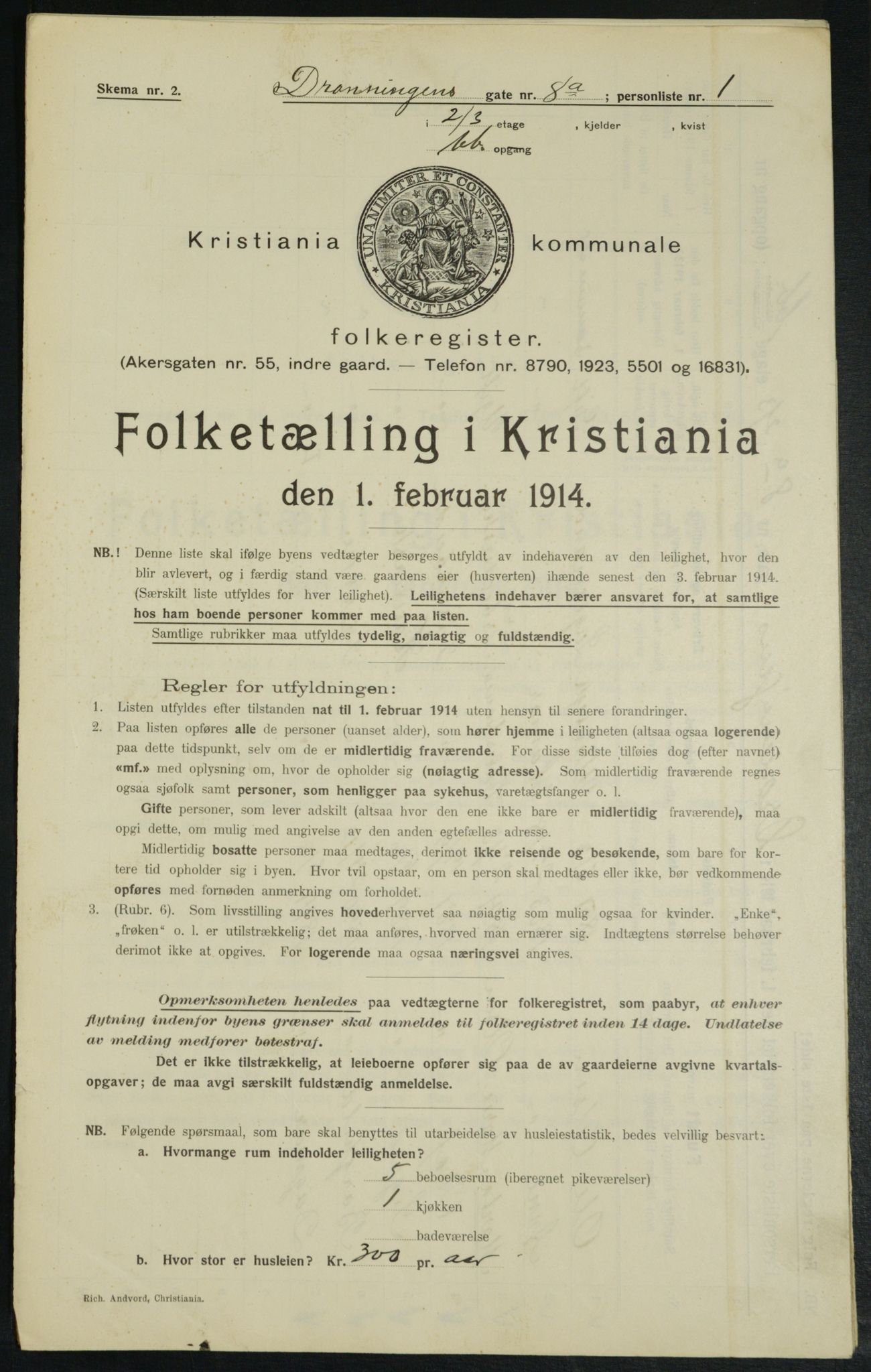 OBA, Kommunal folketelling 1.2.1914 for Kristiania, 1914, s. 17412