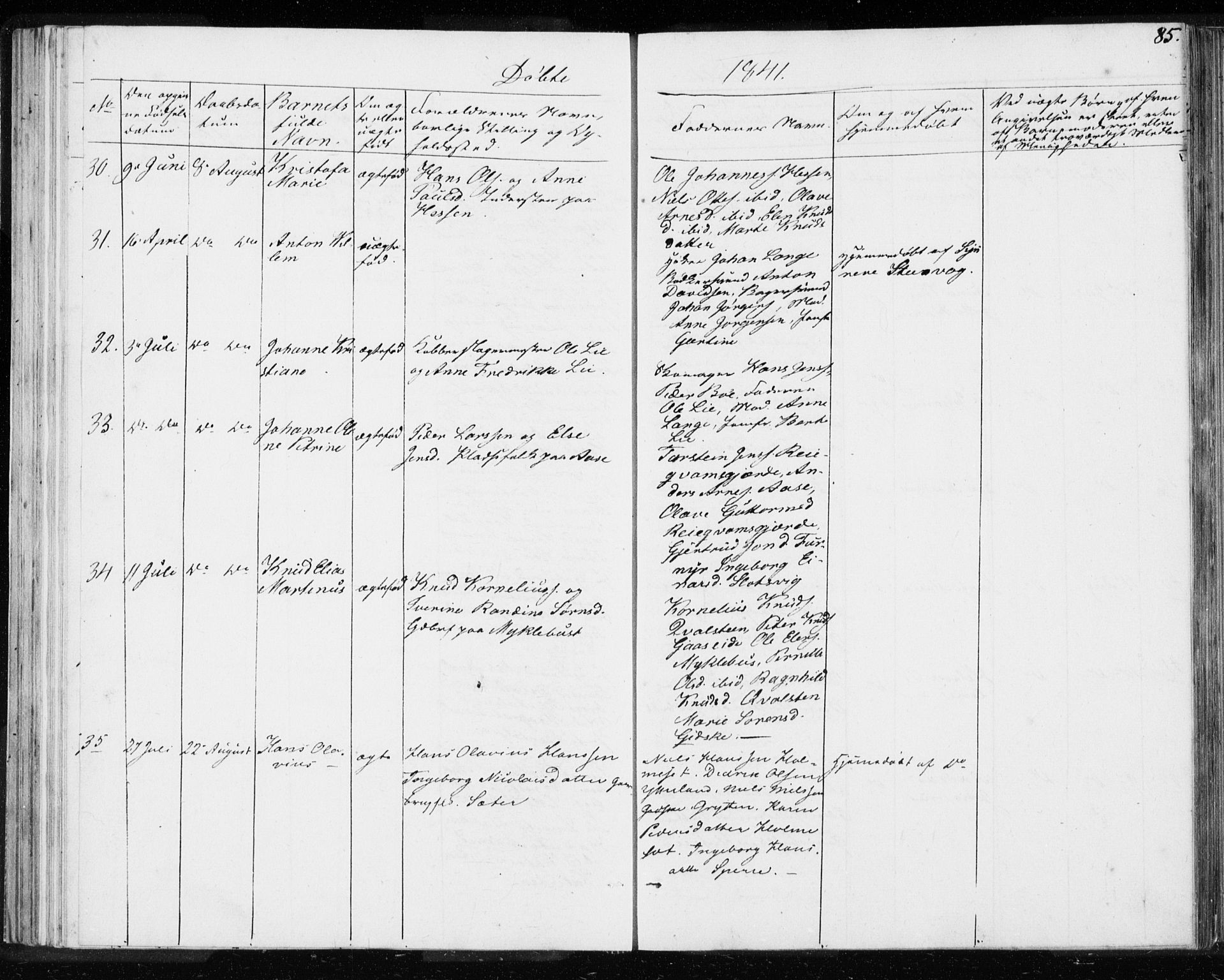 Ministerialprotokoller, klokkerbøker og fødselsregistre - Møre og Romsdal, AV/SAT-A-1454/528/L0414: Residerende kapellans bok nr. 528B02, 1833-1844, s. 85