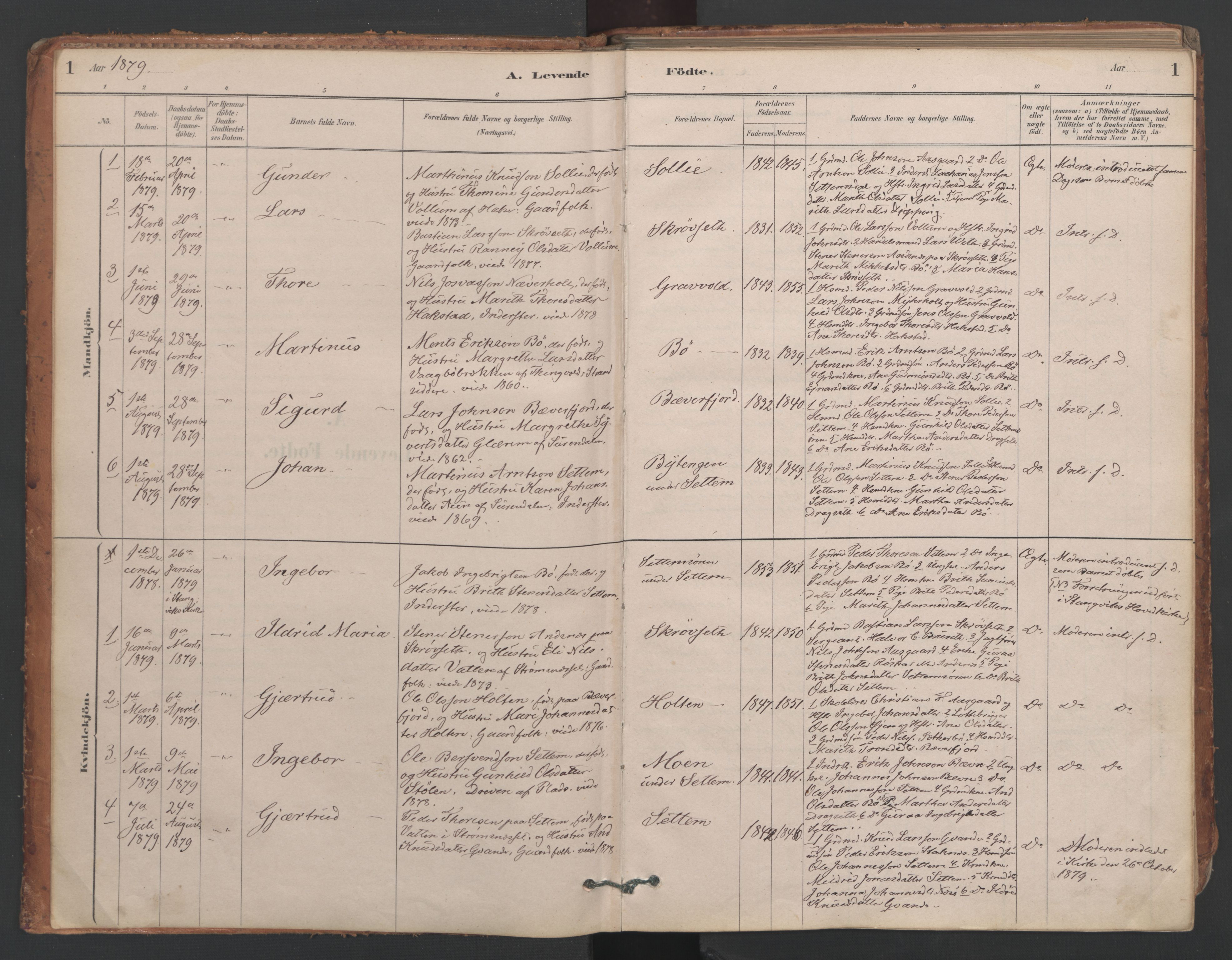 Ministerialprotokoller, klokkerbøker og fødselsregistre - Møre og Romsdal, SAT/A-1454/594/L1036: Ministerialbok nr. 594A02 (?), 1879-1910, s. 1