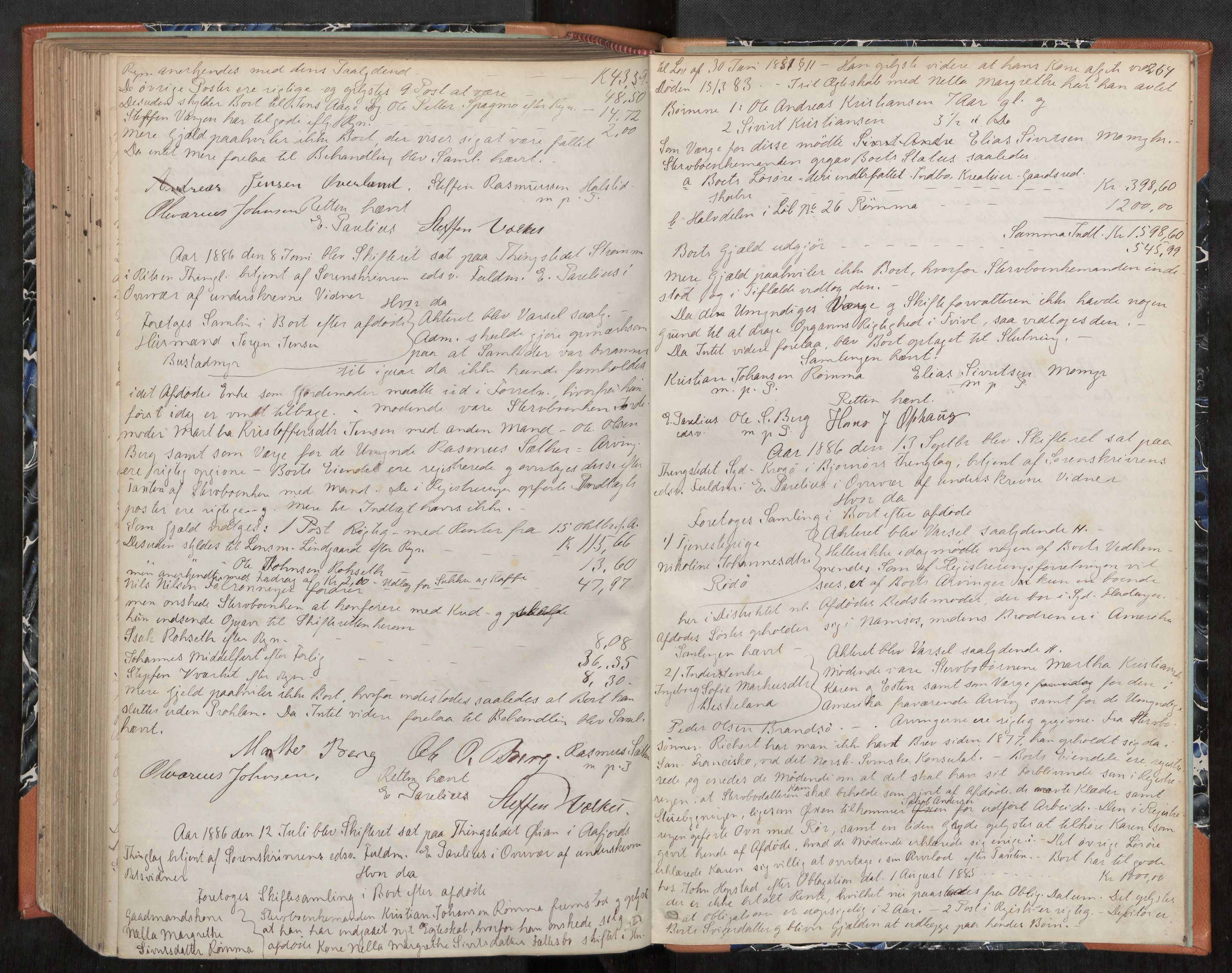 Fosen sorenskriveri, AV/SAT-A-1107/1/3/3B/L0004: Skiftebehandlingsprotokoll, 1868-1888, s. 264