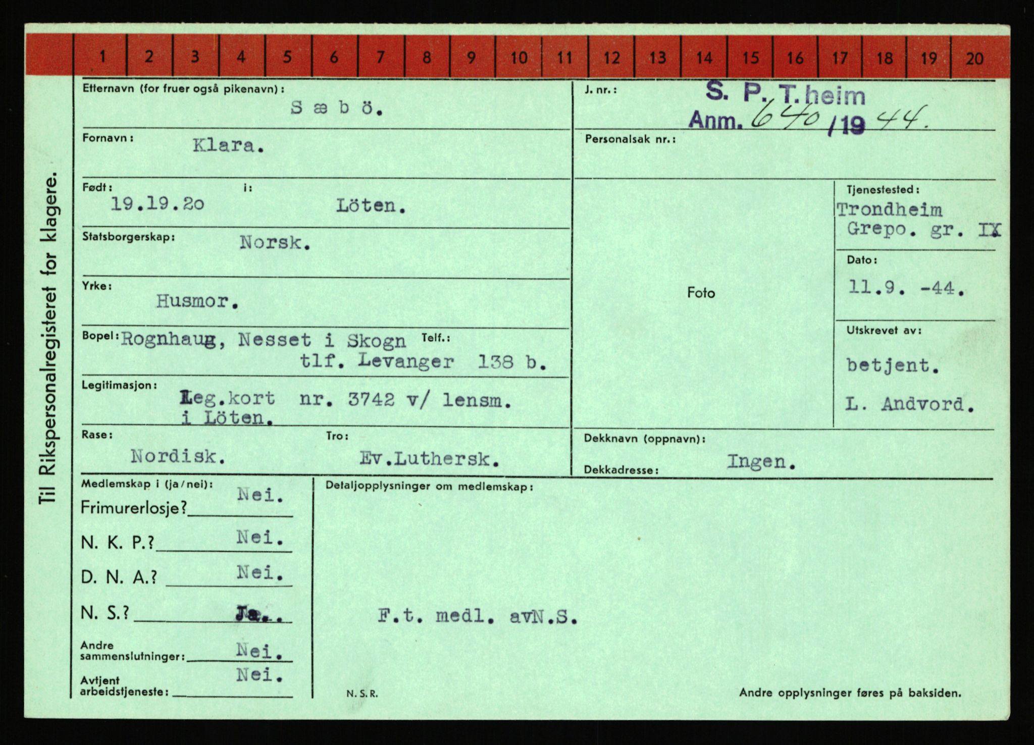 Statspolitiet - Hovedkontoret / Osloavdelingen, AV/RA-S-1329/C/Ca/L0015: Svea - Tøsse, 1943-1945, s. 899