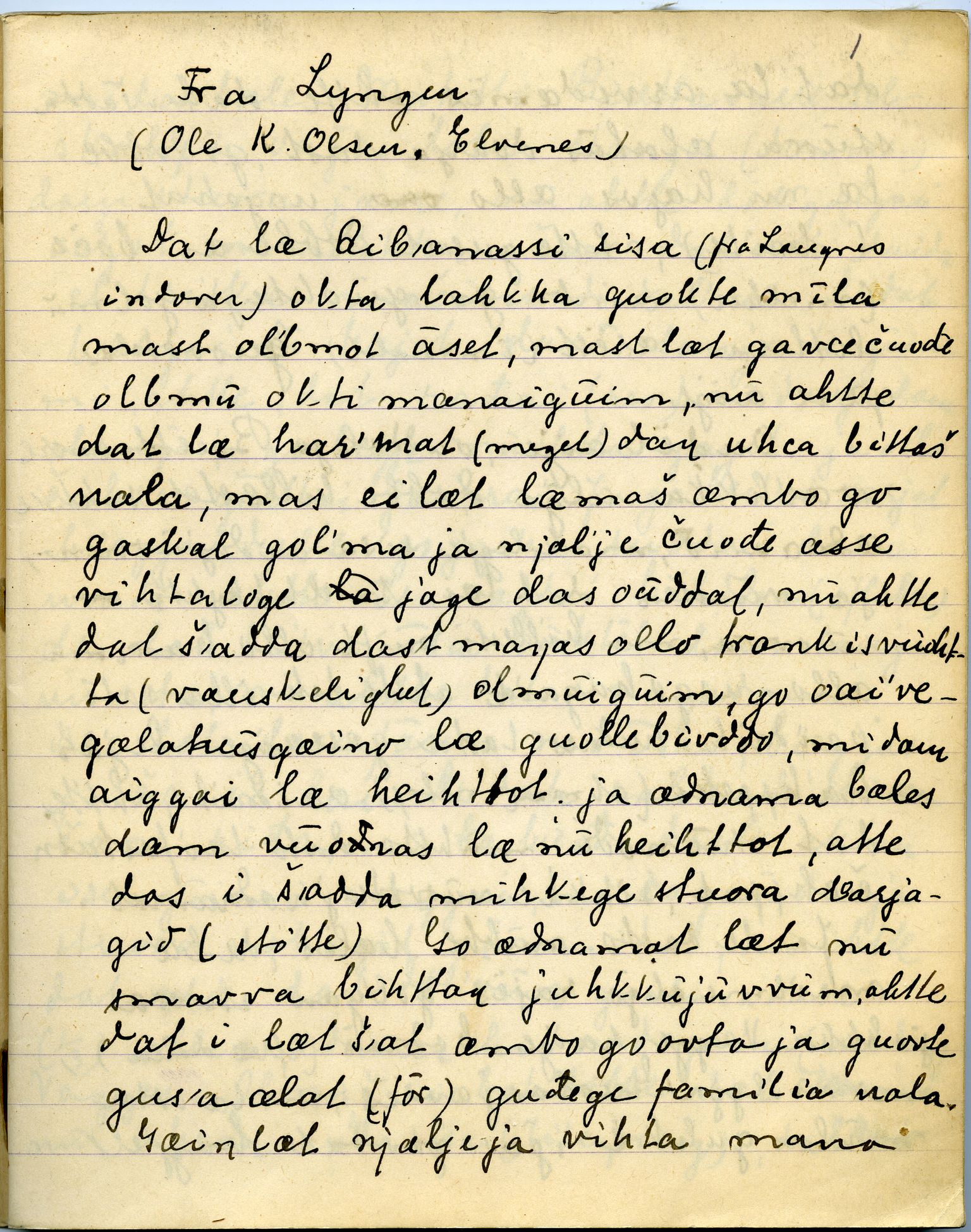 Johan Beronkas testamentariske gave, FMFB/A-1098/G/L0022: Lappiske språkprøver fra Varanger, 1935, s. 3
