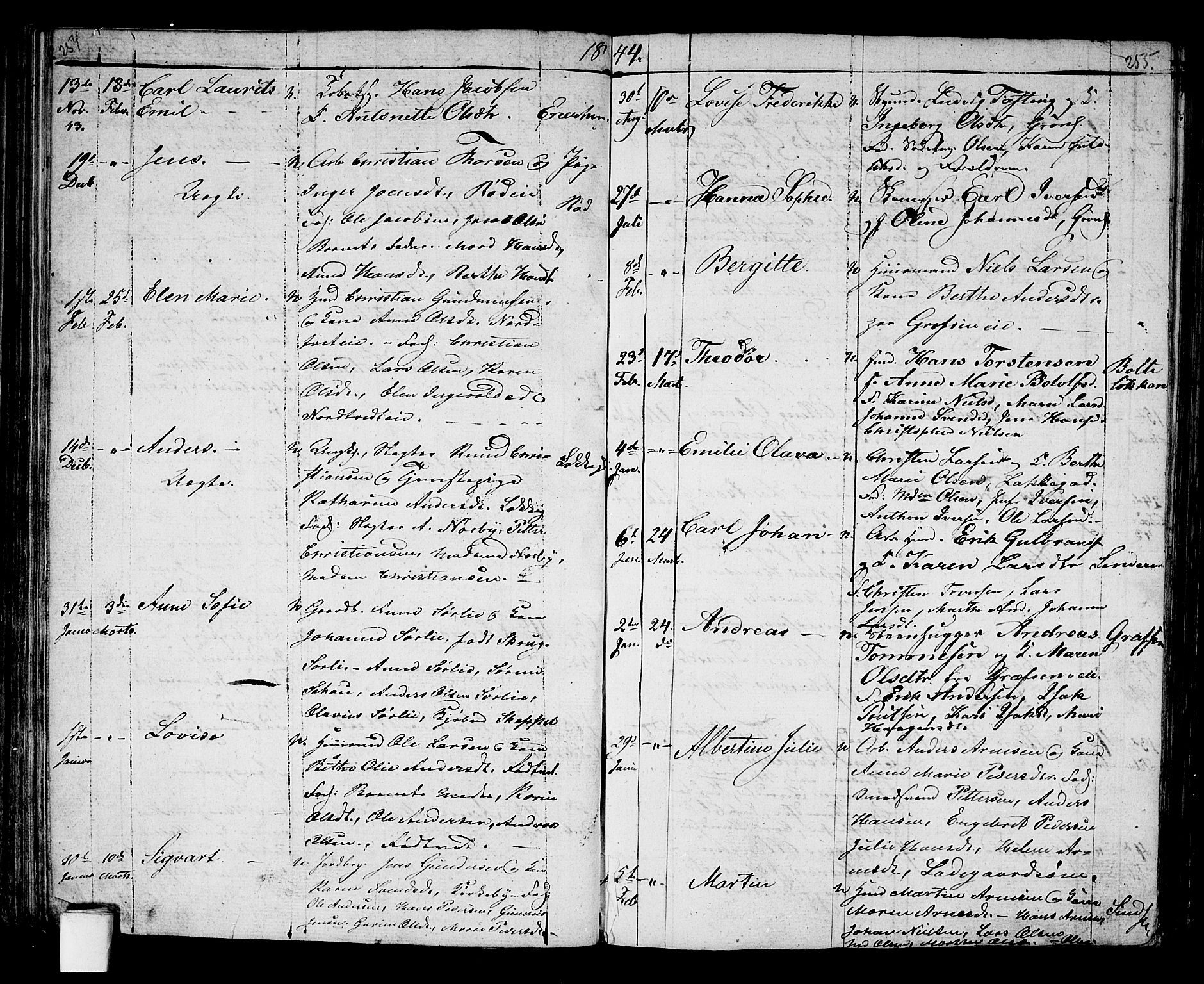 Aker prestekontor kirkebøker, AV/SAO-A-10861/G/L0007: Klokkerbok nr. 7, 1838-1846, s. 254-255
