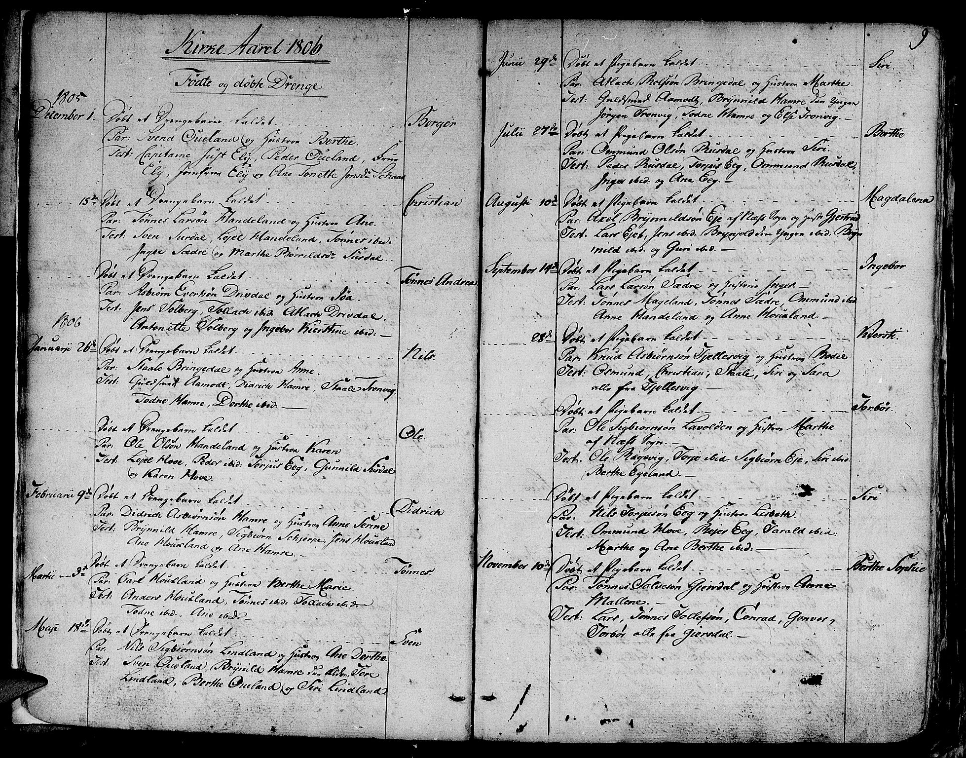 Lund sokneprestkontor, AV/SAST-A-101809/S06/L0004: Ministerialbok nr. A 4 /1, 1801-1864, s. 9