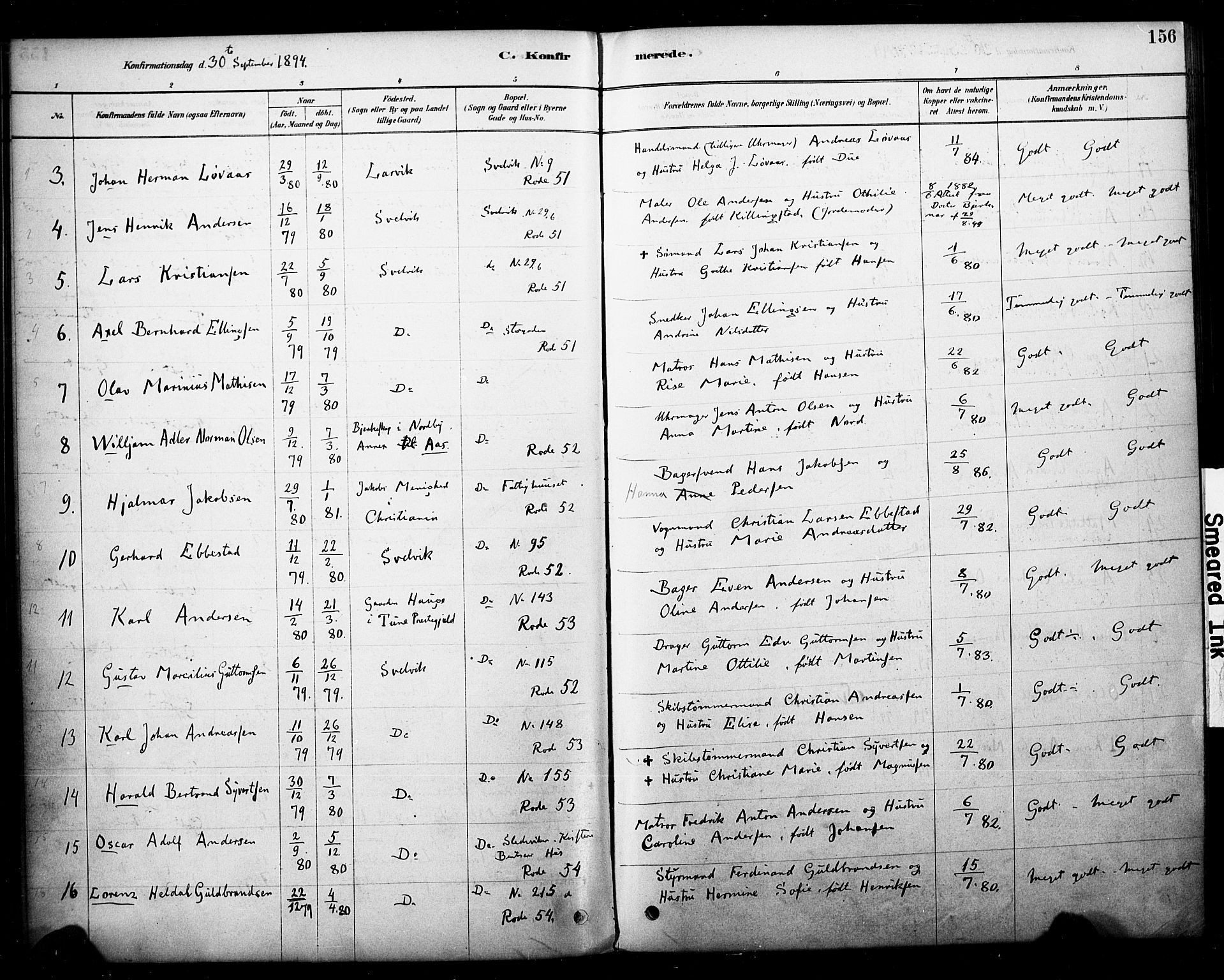 Strømm kirkebøker, AV/SAKO-A-322/F/Fb/L0001: Ministerialbok nr. II 1, 1878-1899, s. 156