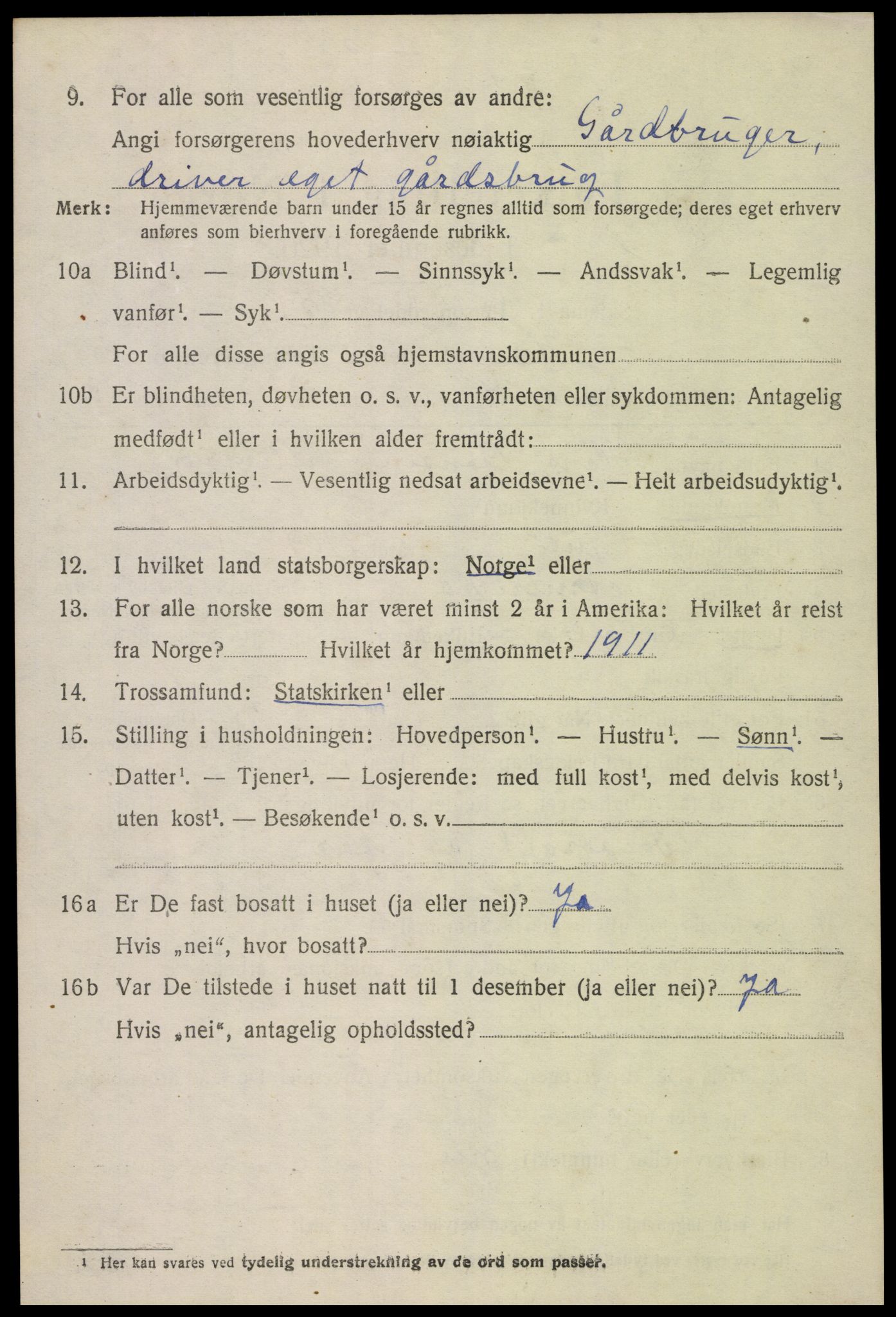 SAK, Folketelling 1920 for 0936 Hornnes herred, 1920, s. 1596