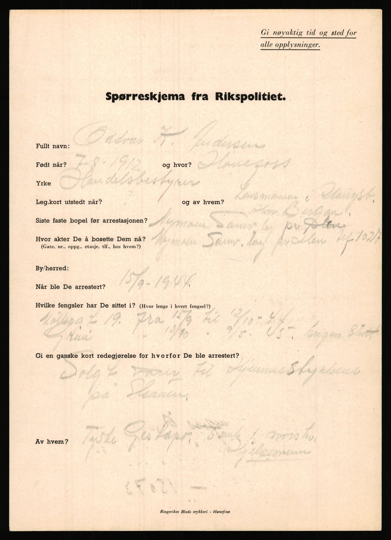 Rikspolitisjefen, AV/RA-S-1560/L/L0001: Abelseth, Rudolf - Berentsen, Odd, 1940-1945, s. 503